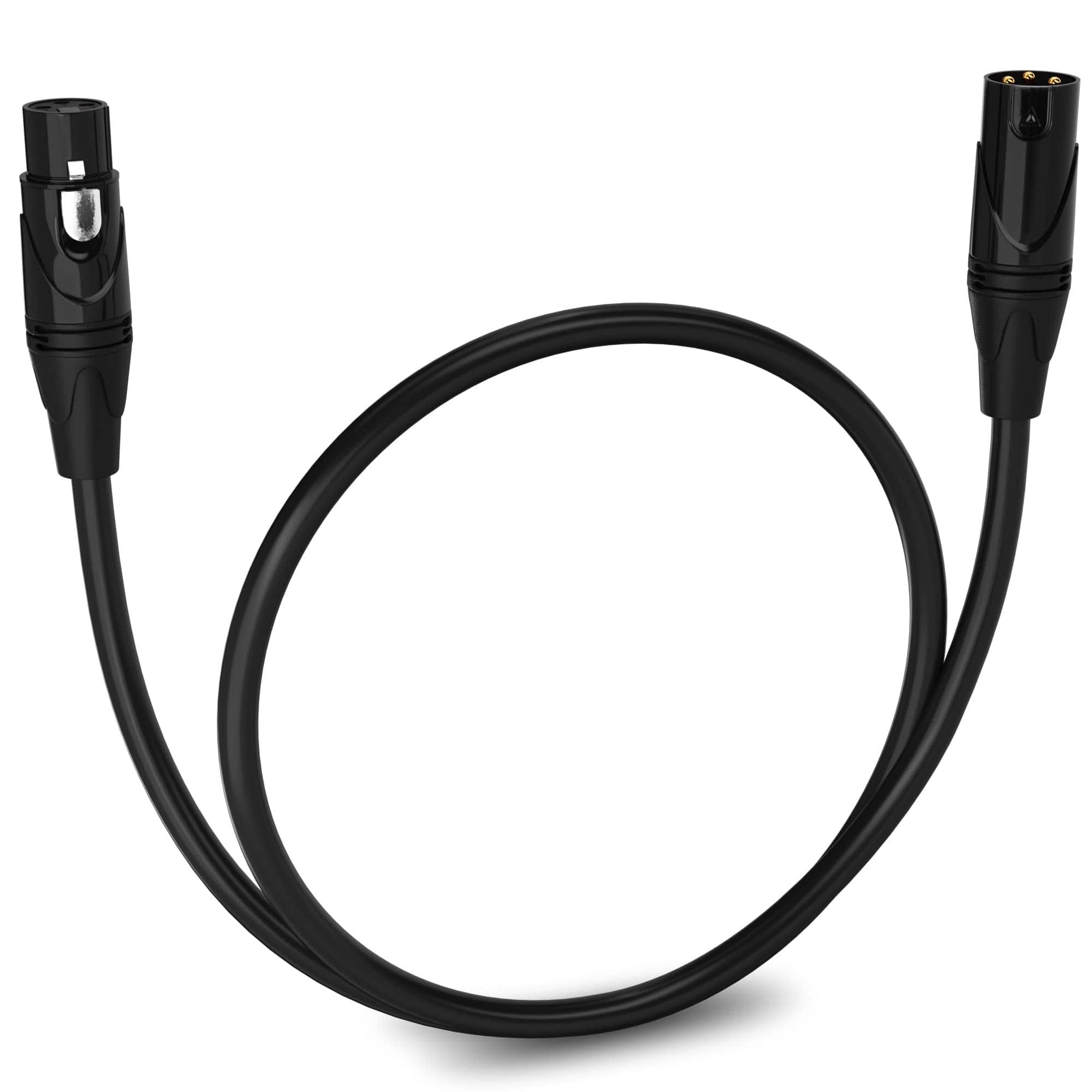 Front. Lyxpro - 1.5 ft Balanced XLR Cable, Male to Female, 3 Pin Microphone Cable - Black.