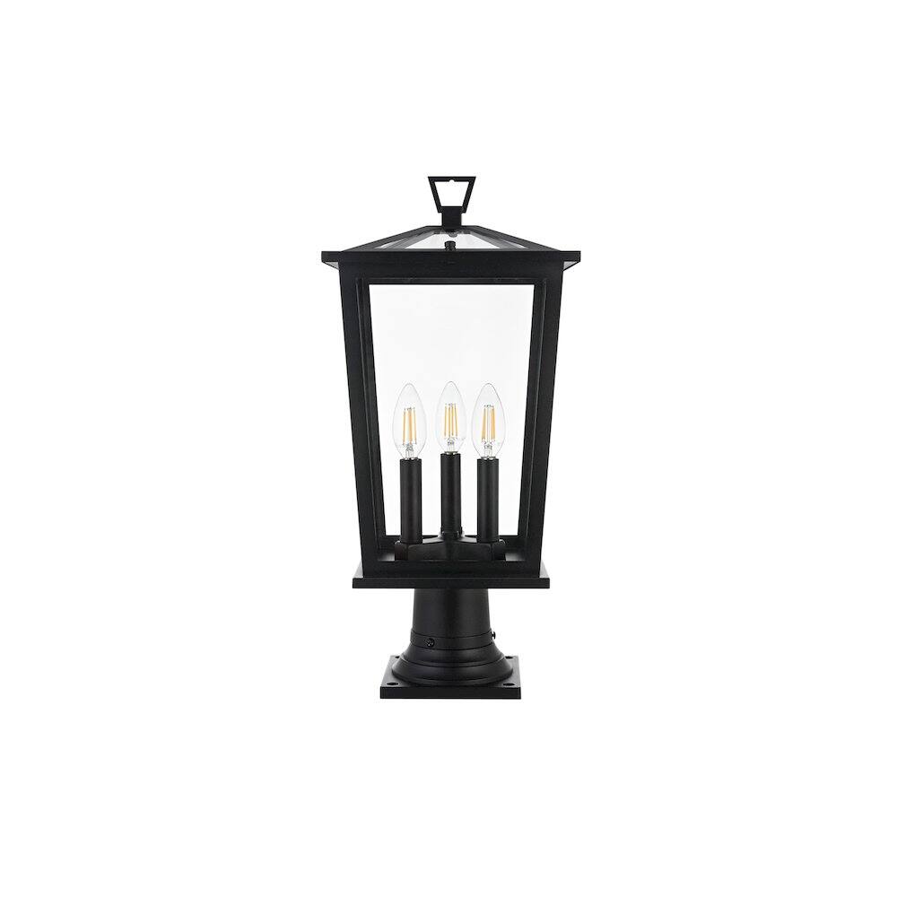 Left. Elegant Lighting - Cayman 7 inch Outdoor Pendant in Black - Black.