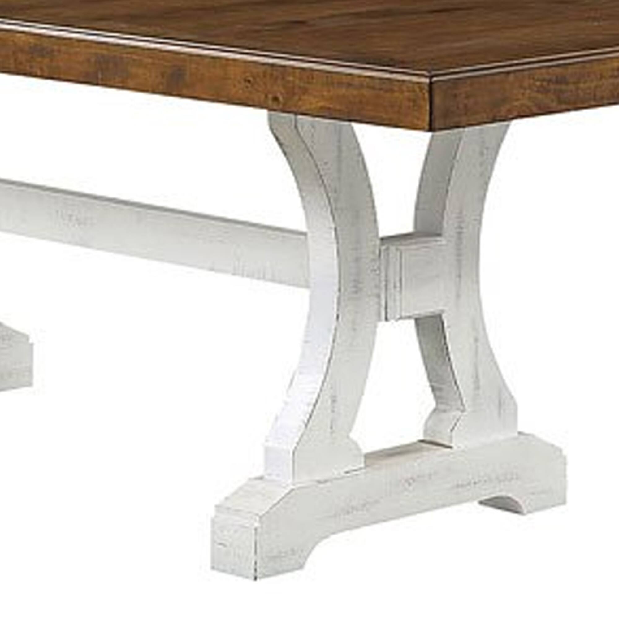 Alt View 2. Manhattan Lane - Eya Dining Table, 68-86 Inch Extendable Rectangular, White Brown Wood - White, Dark Oak Brown.