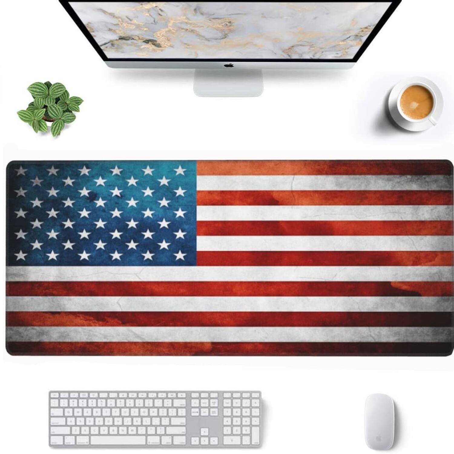 Left. Stock Preferred - Extended Gaming Mouse Pad US Flag - Multicolor.