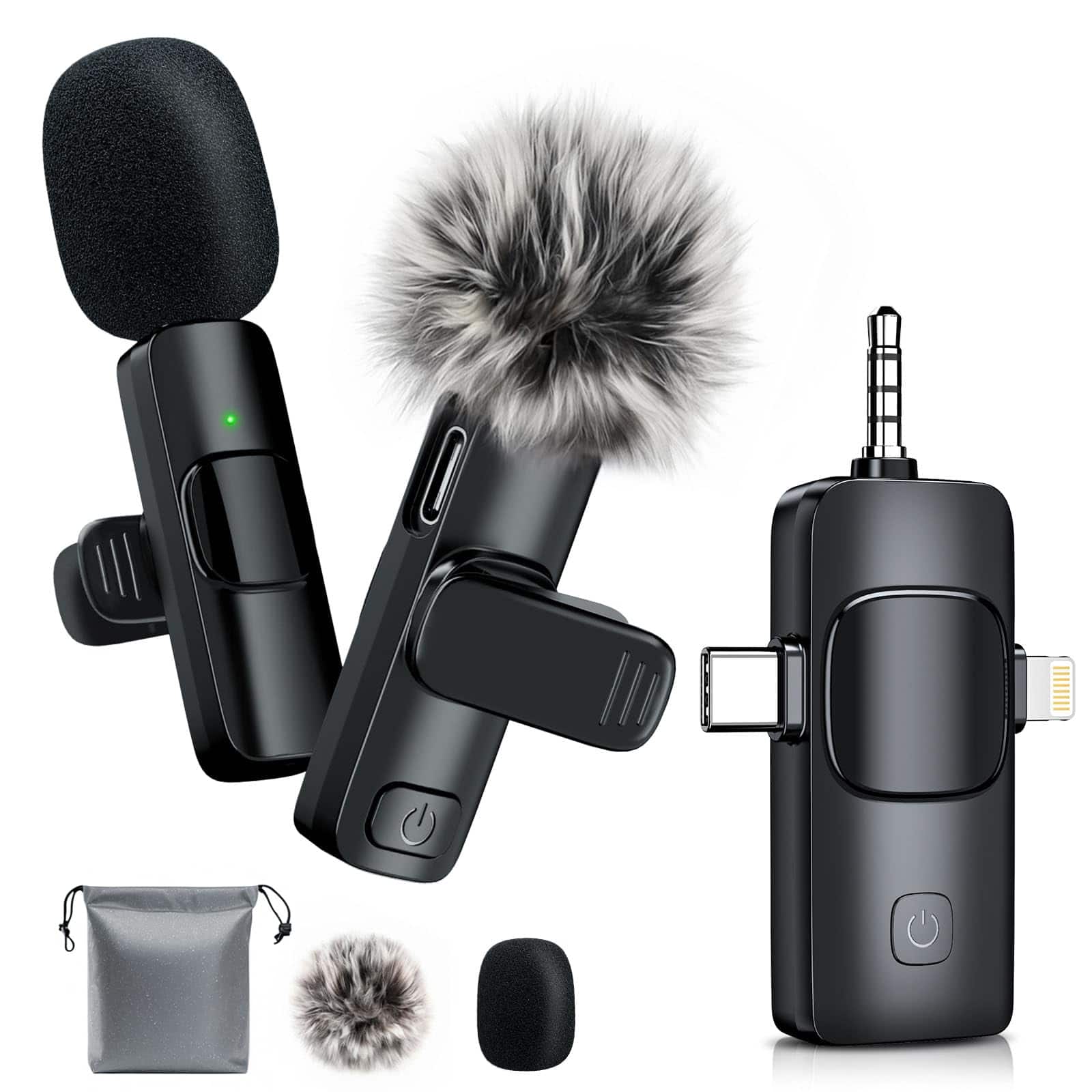 Cedar Assembly - 3 In 1 Wireless Lavalier Microphones For Ipad Camera And Android Devices Mini Microphone Recording Noise Reduc - Default