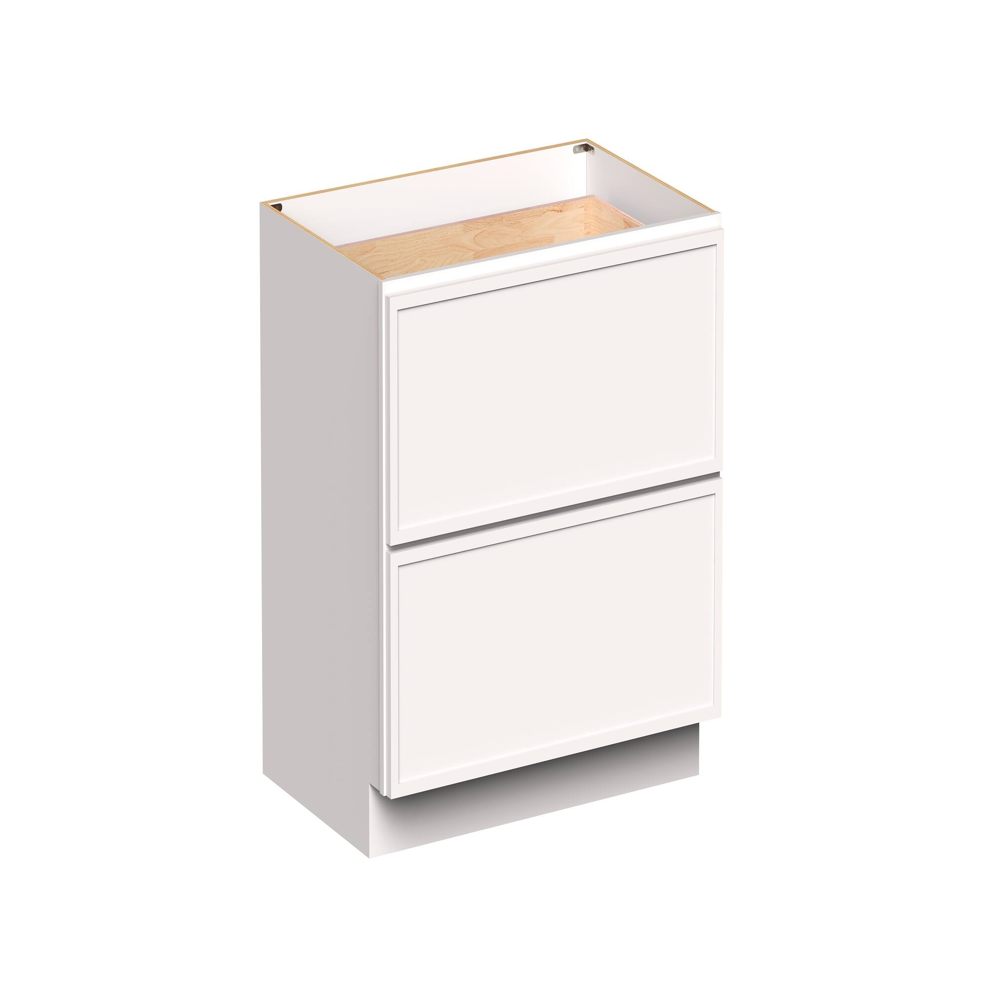 Angle. Boyel Living - 36-in W x 34.5-in H x 24-in D Slim Shaker RTA Kitchen 2-Drawer Base Cabinet with Soft-Close Drawers - Snow White.