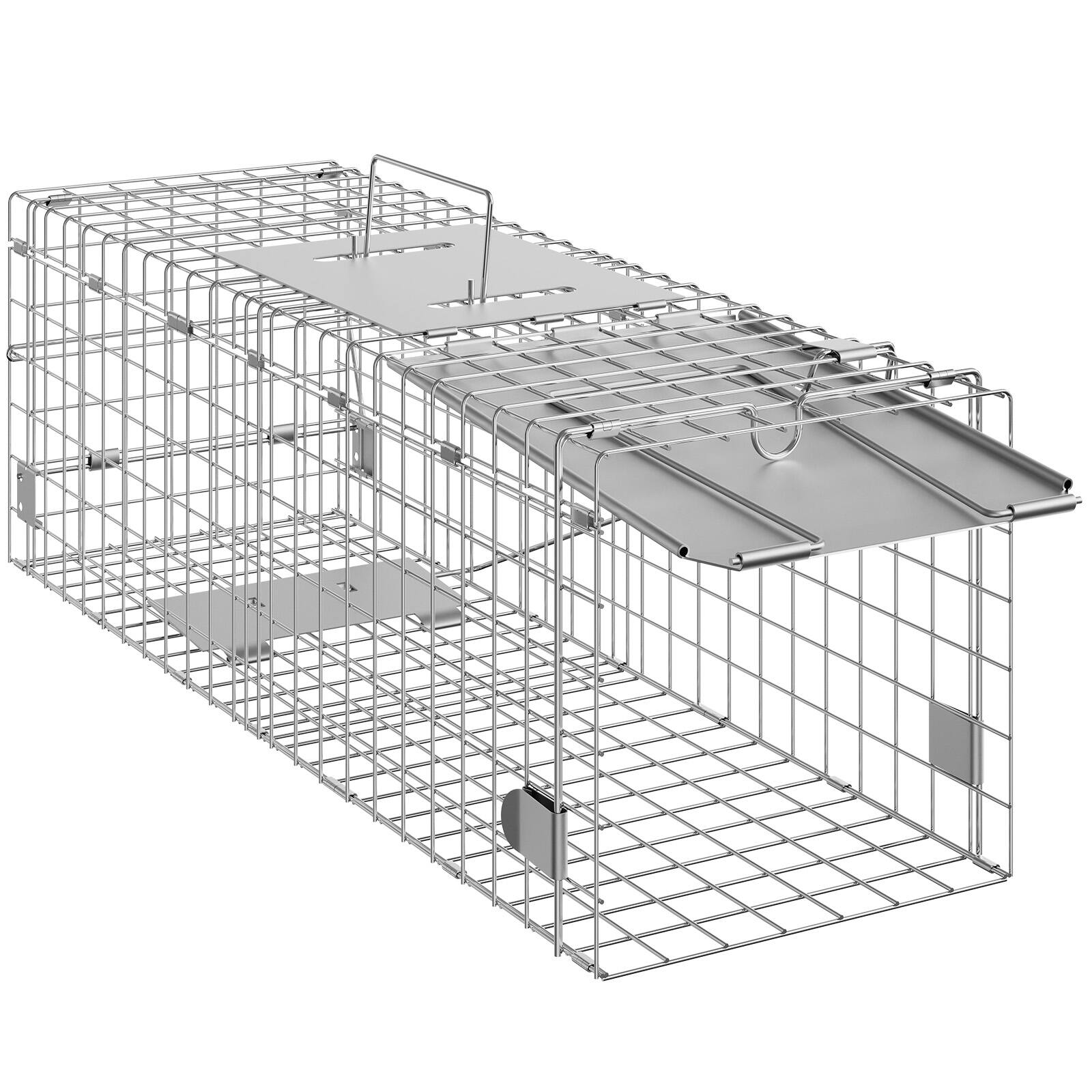Alt View 5. VEVOR - Live Animal Cage Trap, 24" x 8" x 8" Humane Cat Trap Galvanized Iron, Folding Animal Trap with Handle for Rabbits.