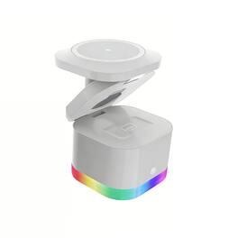 RISOKEYS - Power Adapter - 15W Magnetic 3-in-1 Wireless Charging Stand - Foldable Wireless Charger with Multi-Function - White