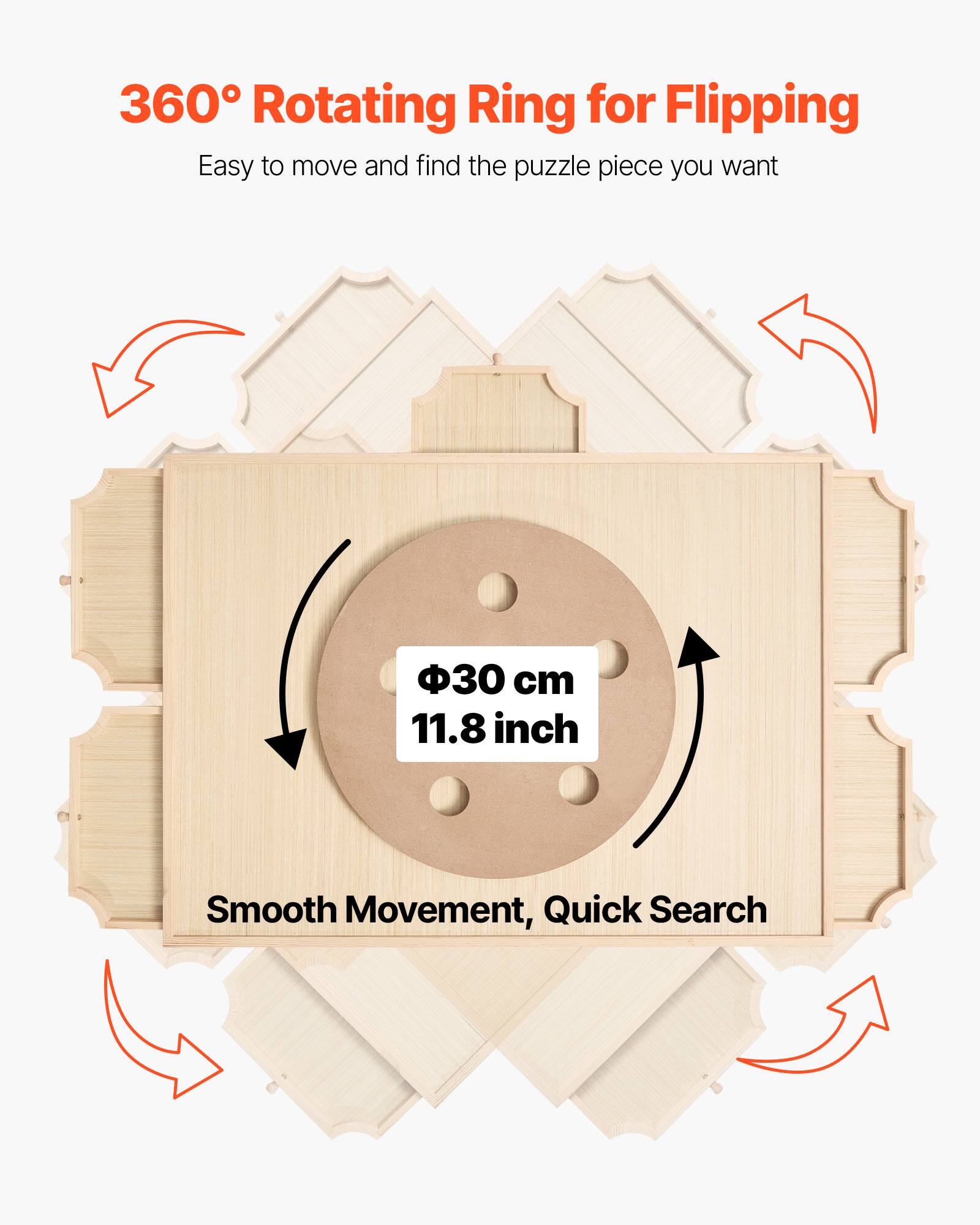 360° Rotating Ring for Flipping, Easy to move and find the puzzle piece you want, 11.8 inch, Smooth Movement, Quick Search