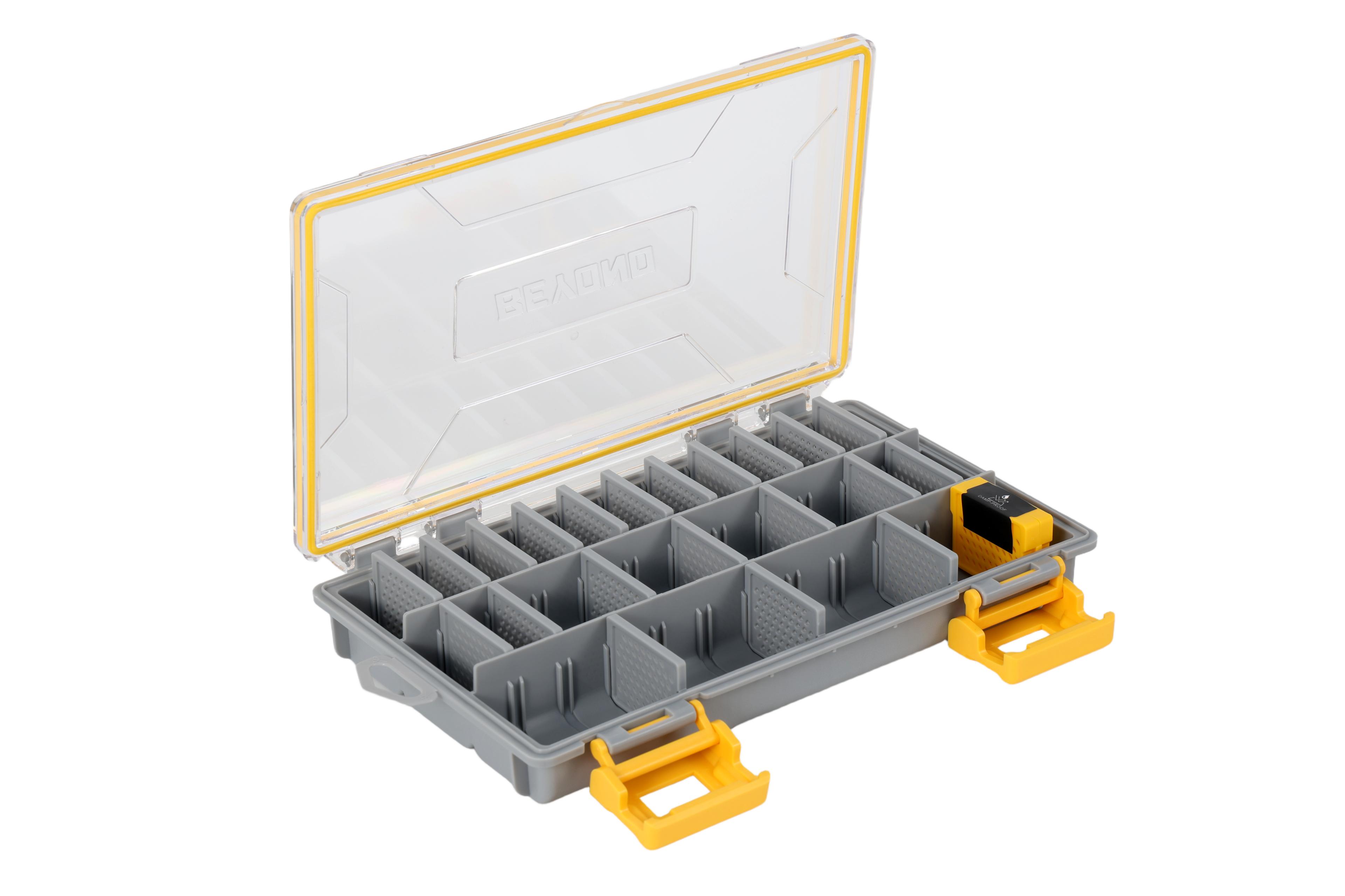 Alt View 2. Beyond Braid - DryLock Waterproof Tackle Box, Watertight 3600 & 3700 Tackle Trays with Dual-Latch Seal, Adjustable Removable Dividers - Black, Yellow.