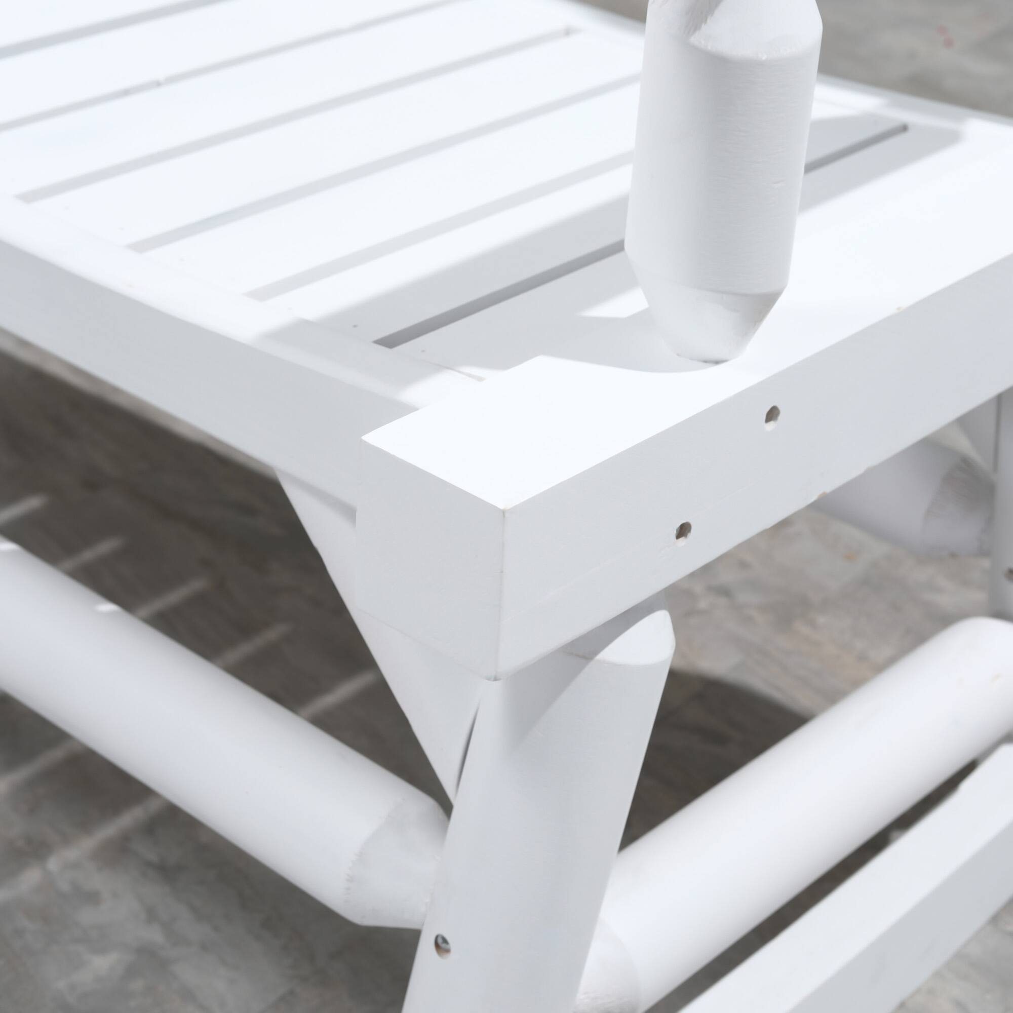 Alt View 5. Outsunny - 2-Person Wood Rocking Chair with Log Design, Heavy Duty Loveseat with Wide Curved Seats for Patio, Backyard, Garden - White.