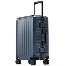 LUGGEX - 20 Inch Carry On Luggage Zipperless Aluminum Frame Hardside 100% PC Suitcase 8010S - ZX-Core - Midnight Blue