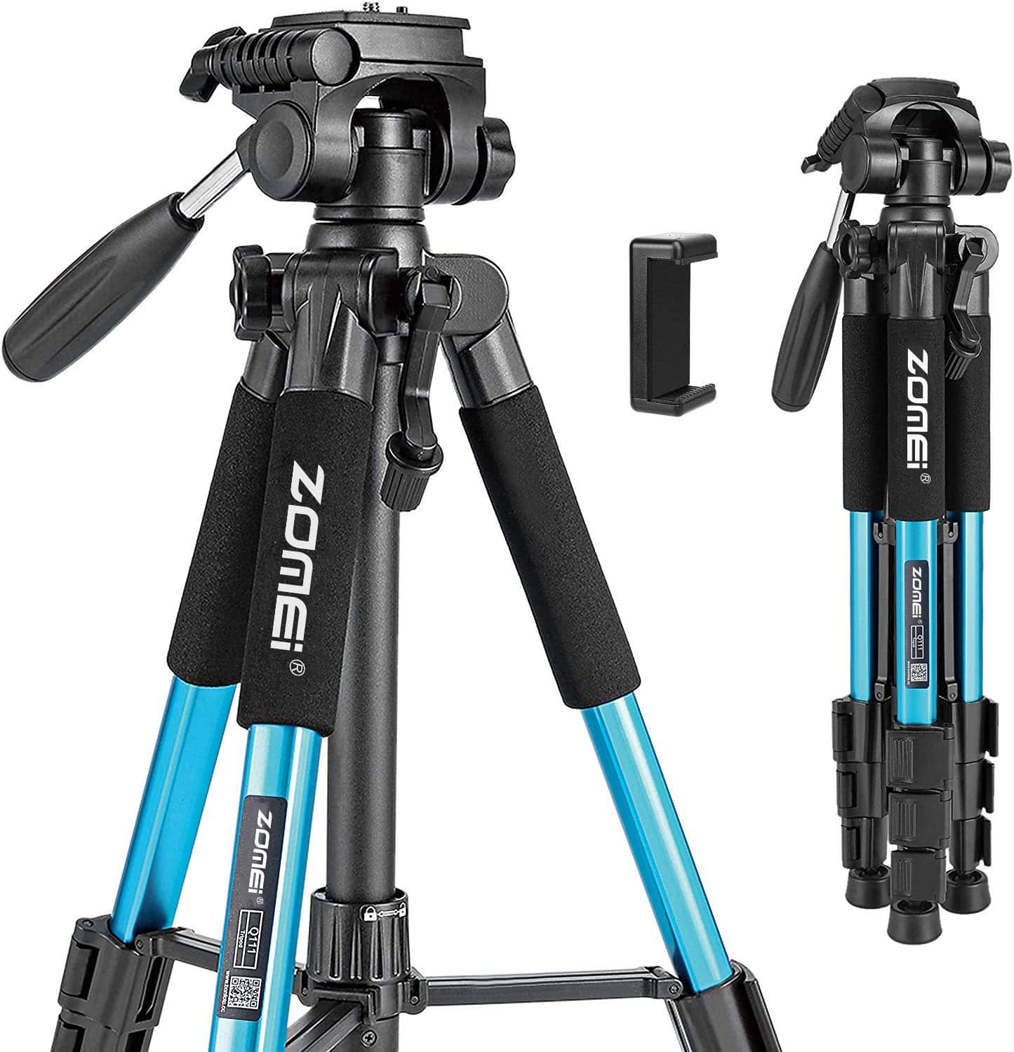 TECH SAFARI - 61 Camera Tripod Cell Phone Stand With Travel Bag And Holder Professional Dslr Tripods Compatible Cameras - Blue