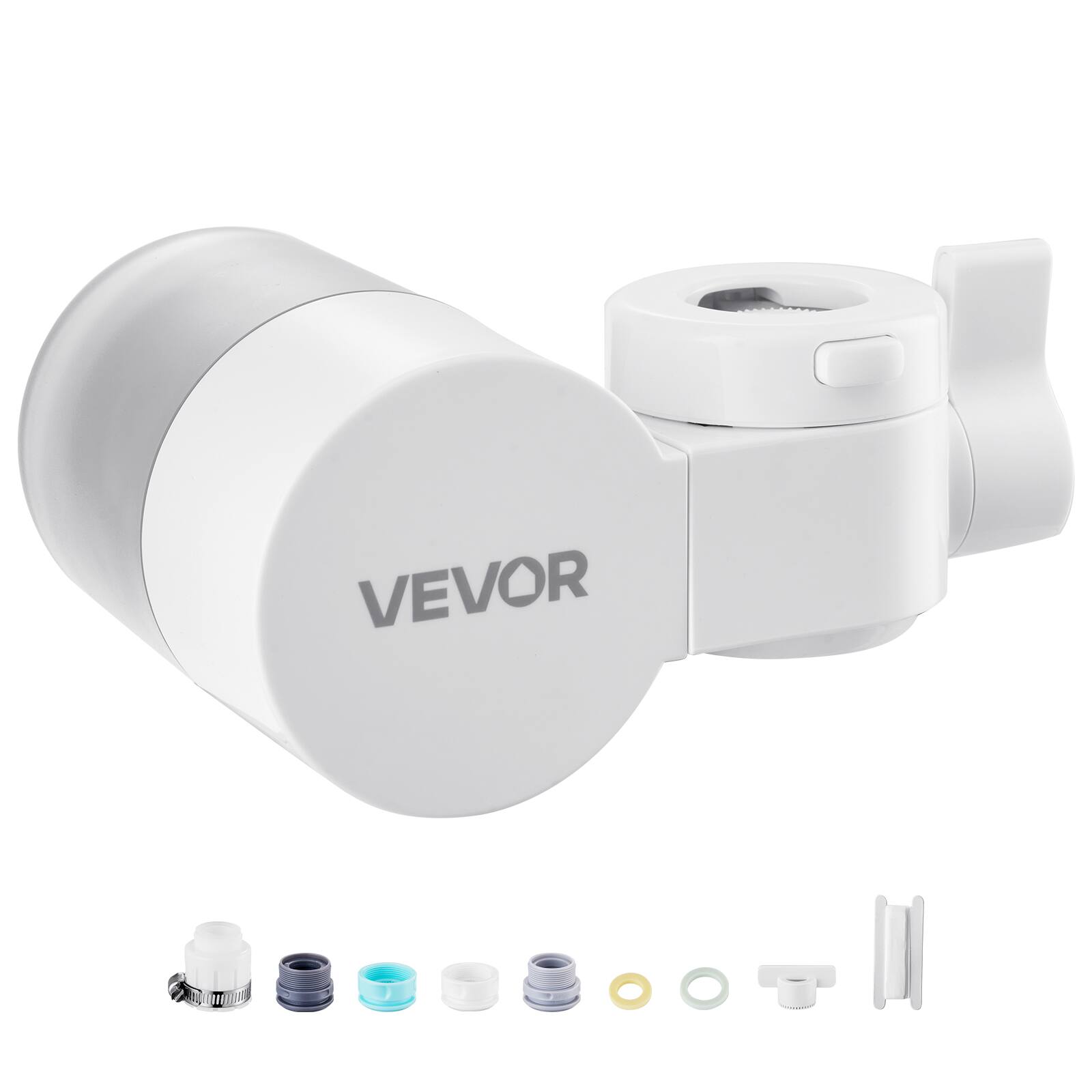 Alt View 5. VEVOR - Faucet Mount Water Filter, Horizontal Water Purifier for Sink Tap, Carbon Fiber Filters, Removes Chlorine Lead - White.