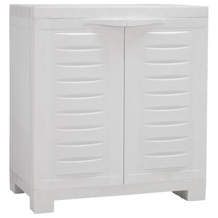Front. Sunnydaze - Heavy-Duty Storage Cabinet with Adjustable Shelf - Speckled White.