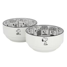 Gibson - Peanuts Sunday Strips 2 Piece 6 Inch Round Fine Ceramic Bowl Set - White