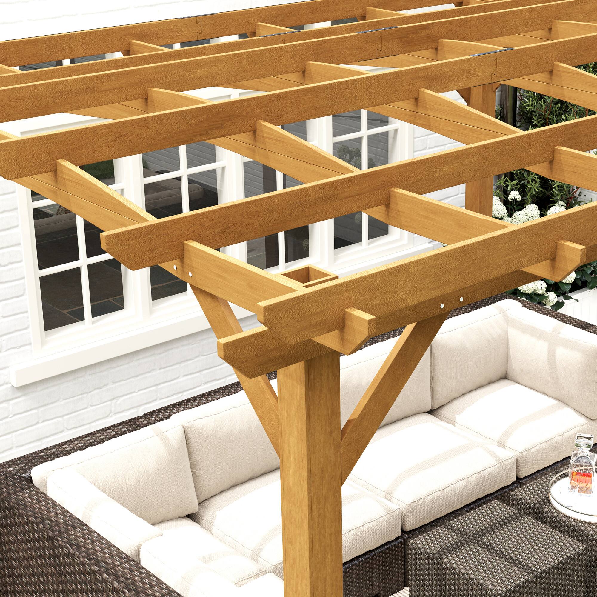 Alt View 5. Outsunny - 10' x 12' Outdoor Pergola with Arched Roof, Wood Gazebo Grape Trellis with Stable Structure, Concrete Anchors - Brown.