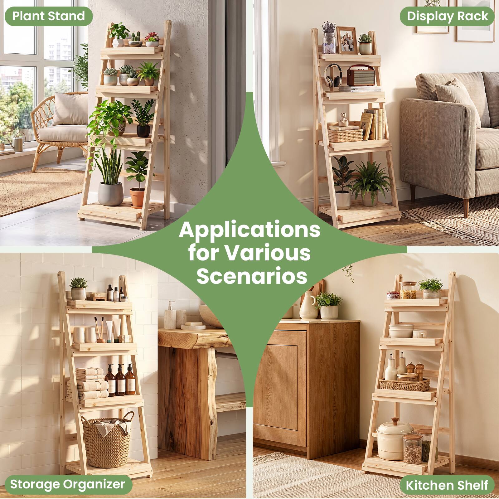 Plant Stand  
Display Rack  
Applications for Various Scenarios  
Storage Organizer  
Kitchen Shelf