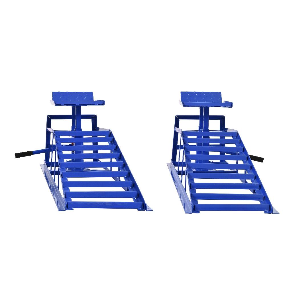 Angle. Ropilly - Ropilly 5 Ton Hydraulic Car Ramps 10000 Lbs Truck Service Ramps Adjustable Height Auto Repair Lift 2 Pack Blue.
