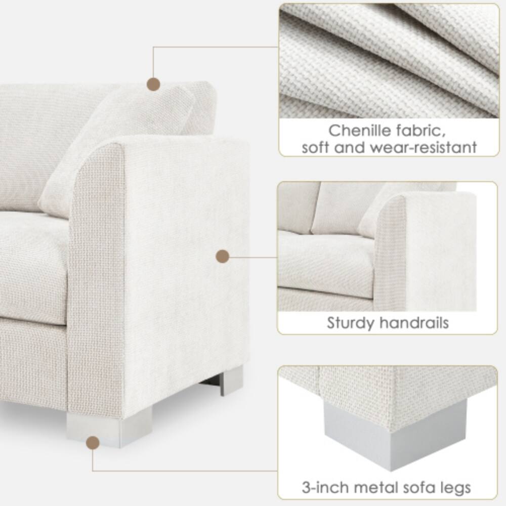 Chenille fabric, soft and wear-resistant  
Sturdy handrails  
3-inch metal sofa legs