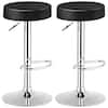 Front. Costway - Costway Set of 2 Round Bar Stool Adjustable Swivel Pub Chair W/ Footrest Steel Backless - Black.