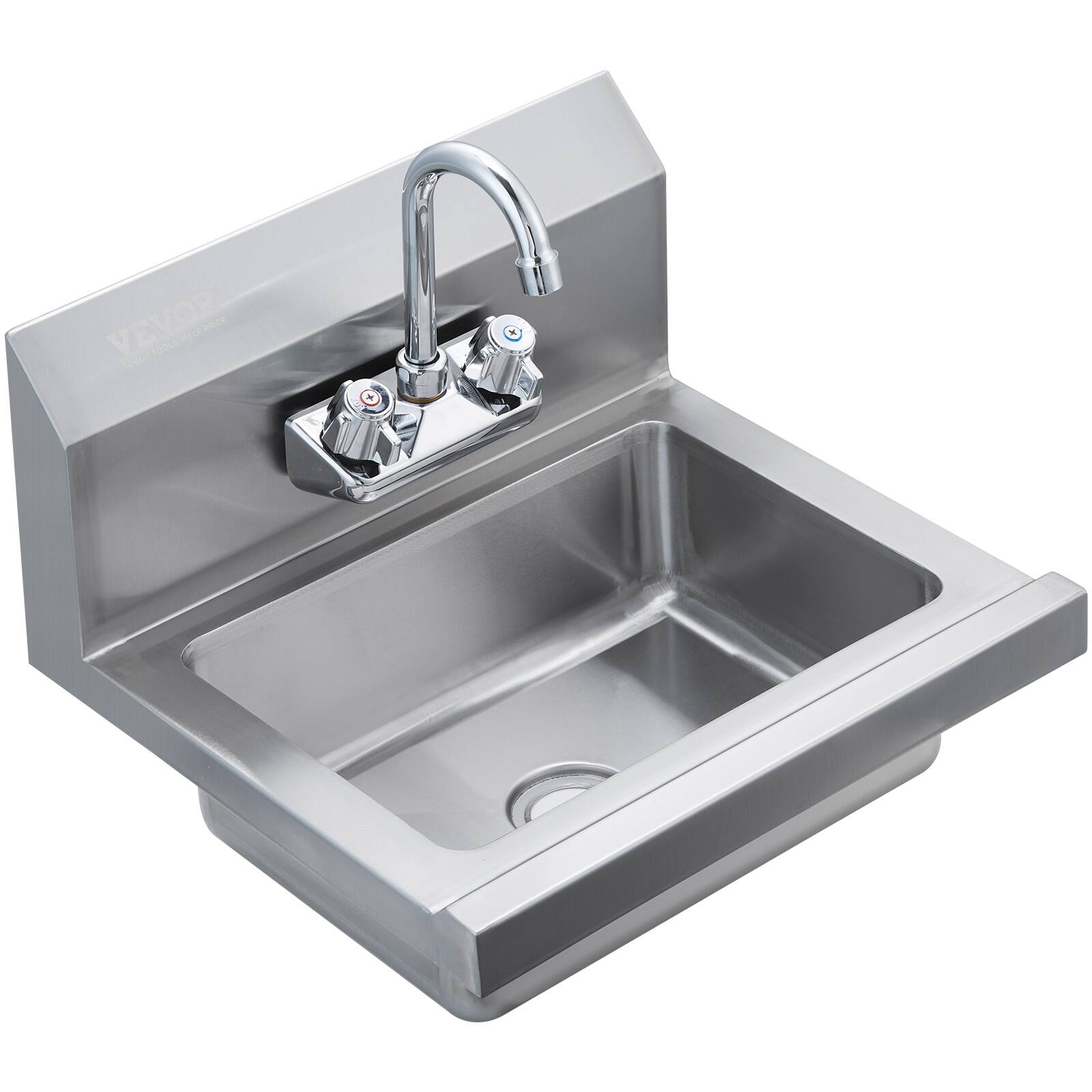 Alt View 5. VEVOR - Commercial Hand Sink with Faucet, Stainless Steel Sink for Washing, Small Hand Washing Sink, Wall Mount Hand Basin - Stainless steel color.