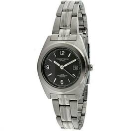 Timetech - Women's Water Resistant Steel Small Face Barcelet Watch with Date Window - Silver