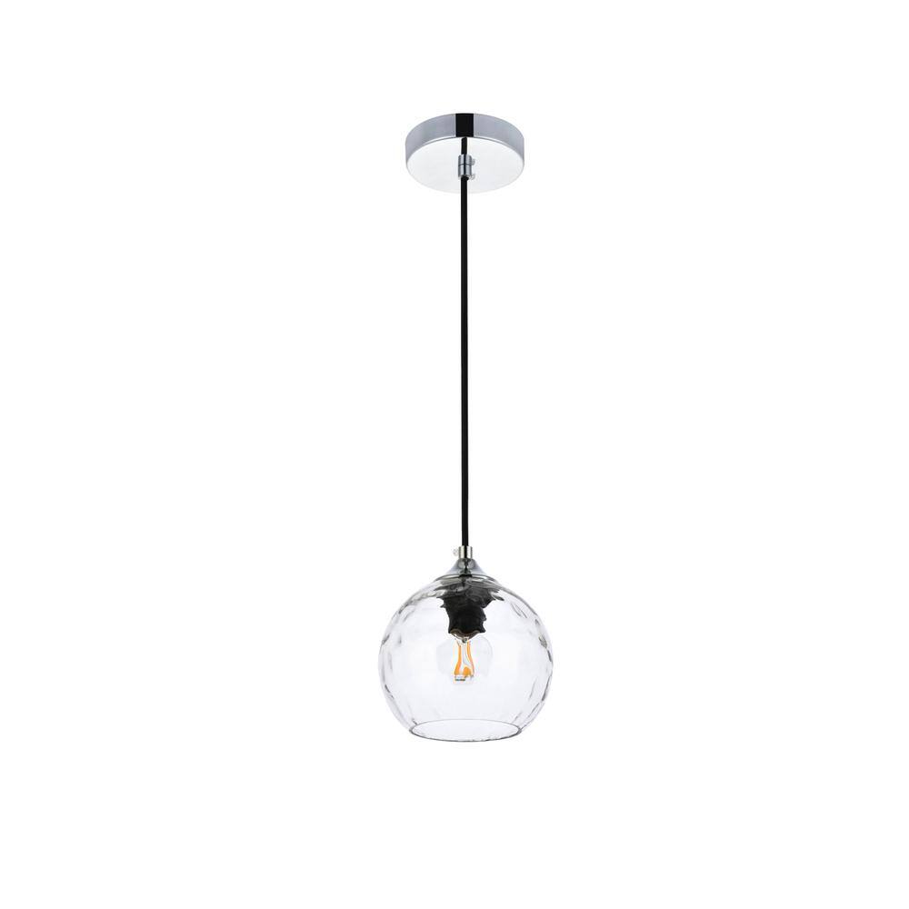 Back. Living District - Cashel 6 inch chrome pendant - Chrome And Clear.