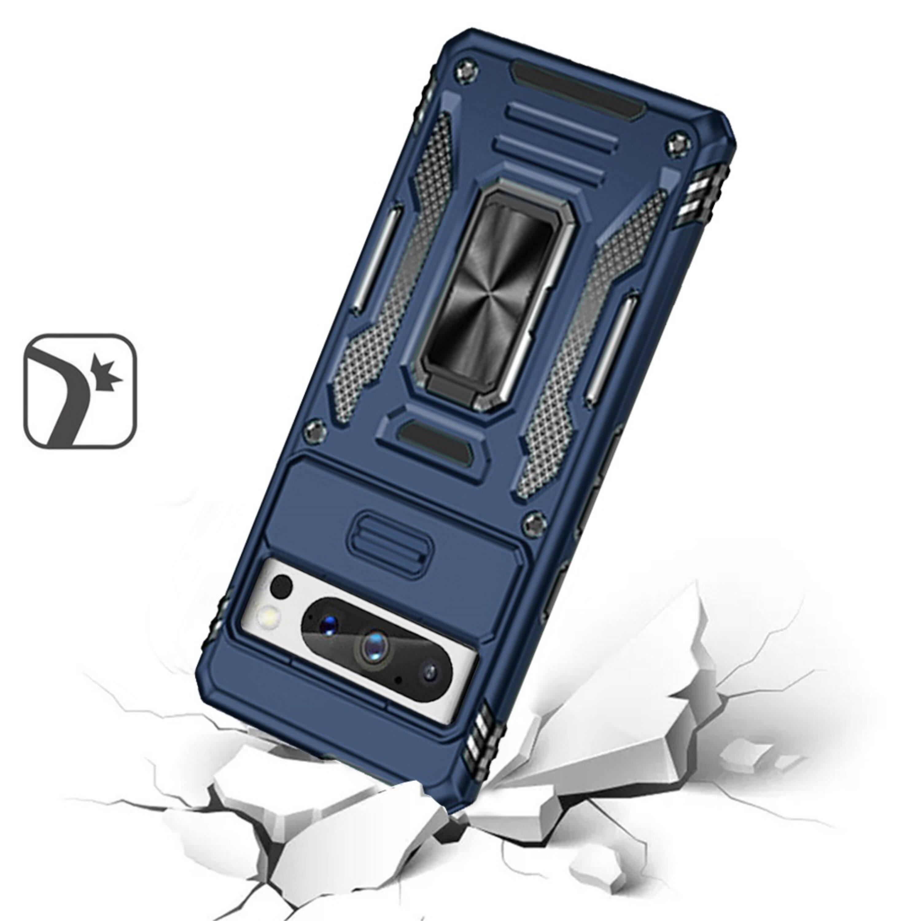Left. Kitcheniva - Shockproof Sliding Lens Cover Phone Case For Google Pixel 9 Pro XL Navy blue - Navy blue.