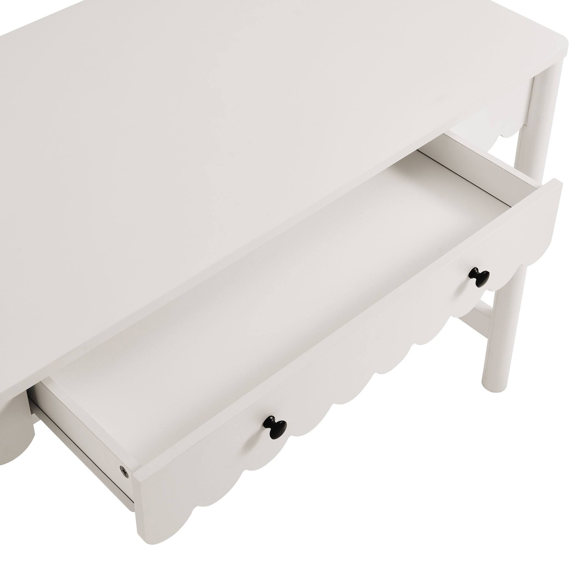 Alt View 5. Modway - Emmeline 1-Drawer Scallop Writing Desk by Modway - White.