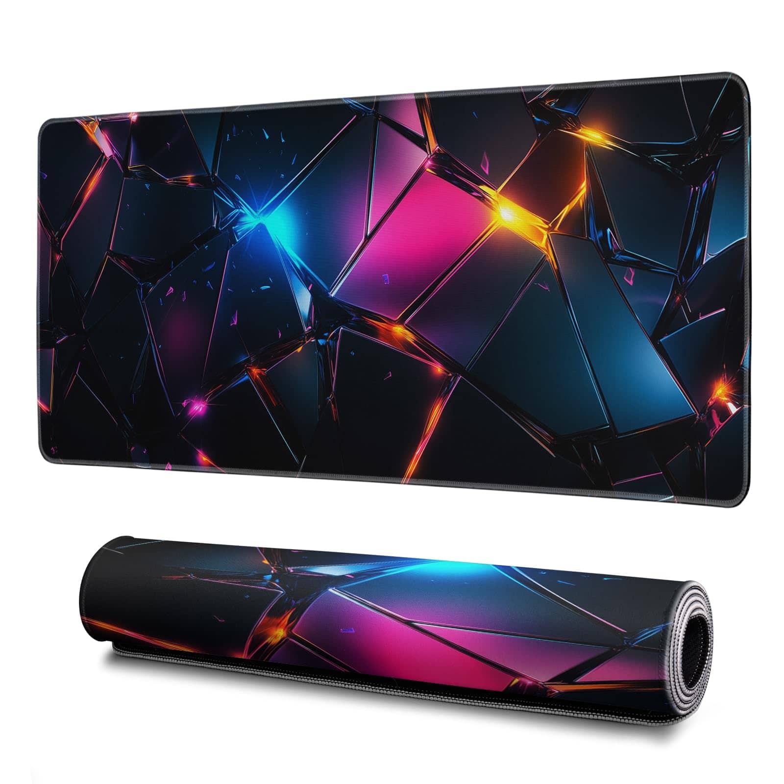 Earthley Blooms - Gaming Mouse Pad Abstract Black 31.. Sea Wave Texture Non-slip Rubber Base Large Mousepad Stitched Edges Mat - Stylish Geometric