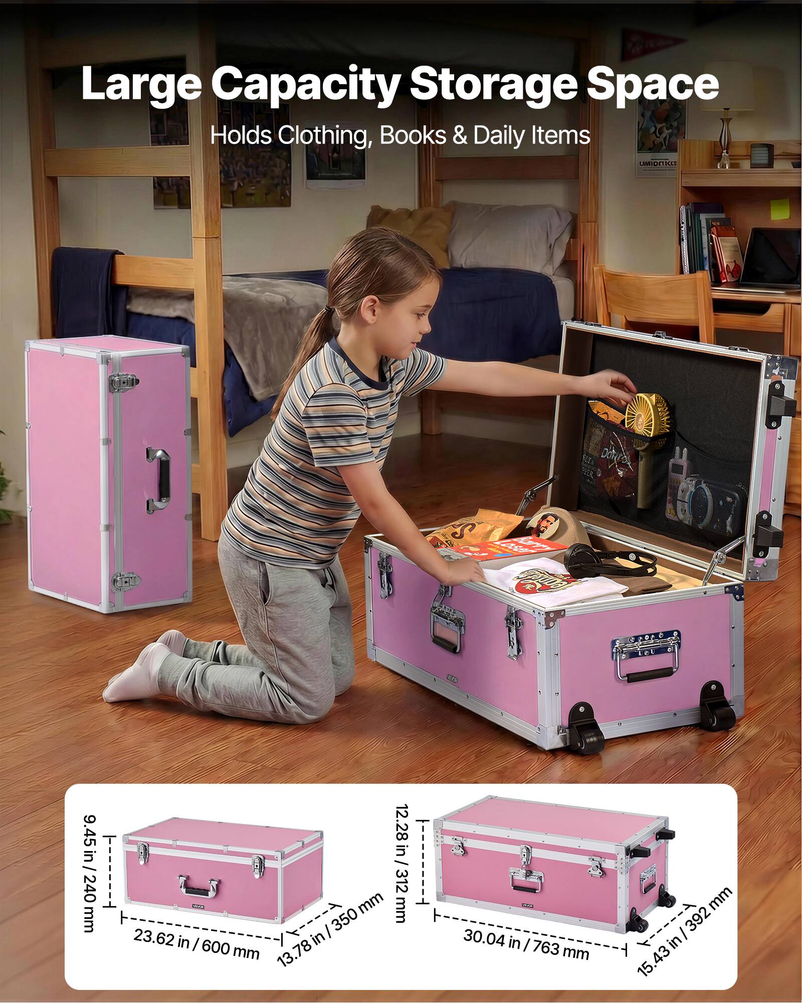 Large Capacity Storage Space  
Holds Clothing, Books & Daily Items  

9.45 in / 240 mm  
12.28 in / 312 mm  
13.78 in / 350 mm  
23.62 in / 600 mm  
30.04 in / 763 mm  
15.43 in / 392 mm