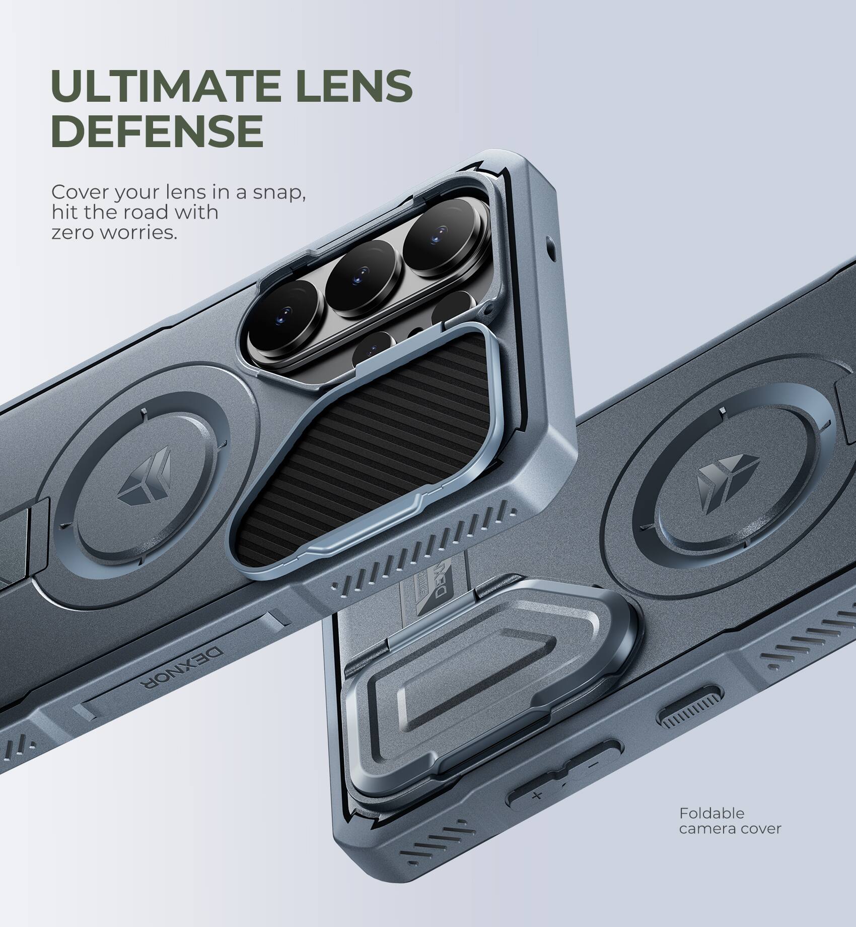 ULTIMATE LENS DEFENSE

Cover your lens in a snap, hit the road with zero worries.

DEXNOR DEX 11110

Foldable camera cover