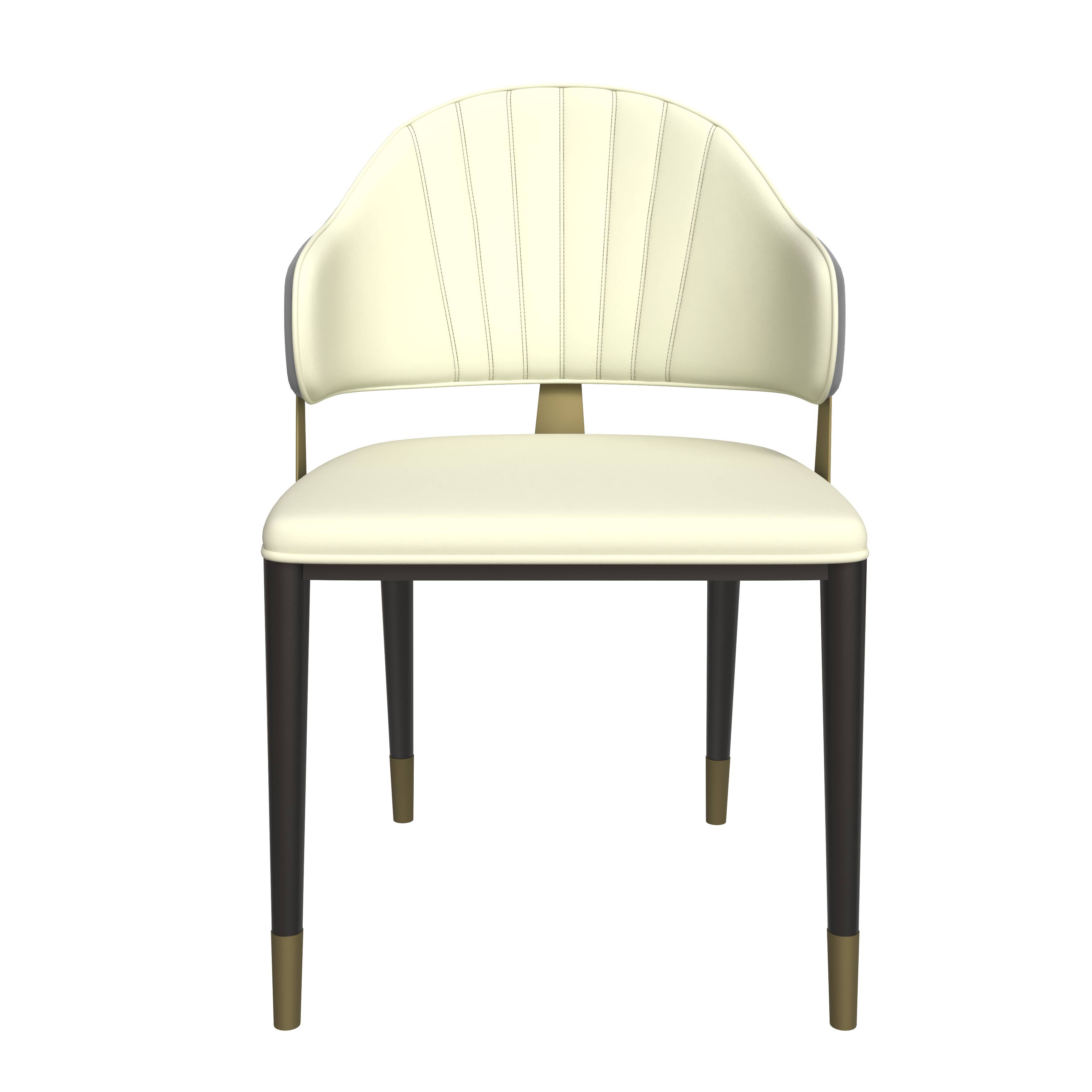 Alt View 3. LeisureMod - Aria Modern PU Leather Dining Chair with Iron Legs - Grey.