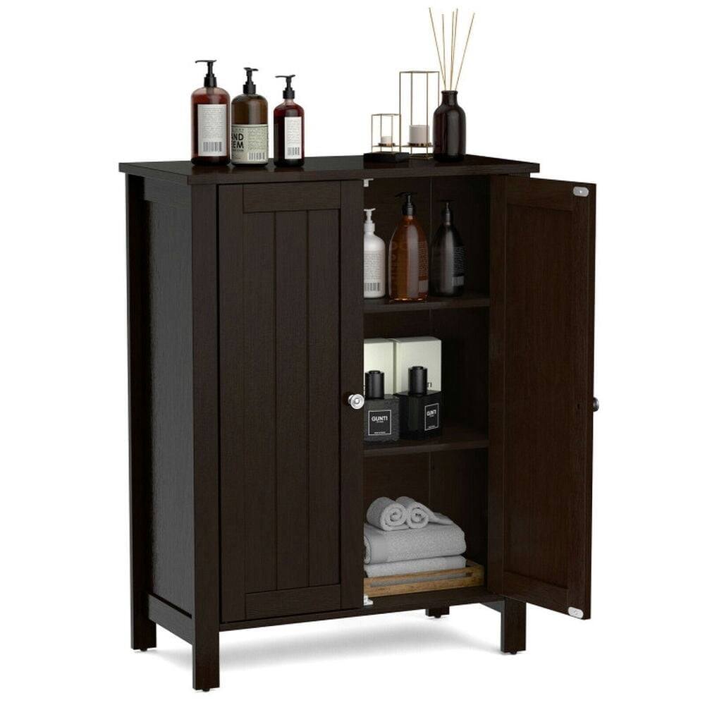 Front. Kadyn - 2Door Bathroom Floor Storage Cabinet Space Saver OrganizerBrown Bathroom Cabinets for Entryway Storage Home - Brown.