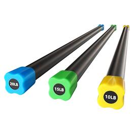 Signature Fitness - Total Body Workout & Exercise Weighted Bar Padded Grip, 3 Pack - Multicolor