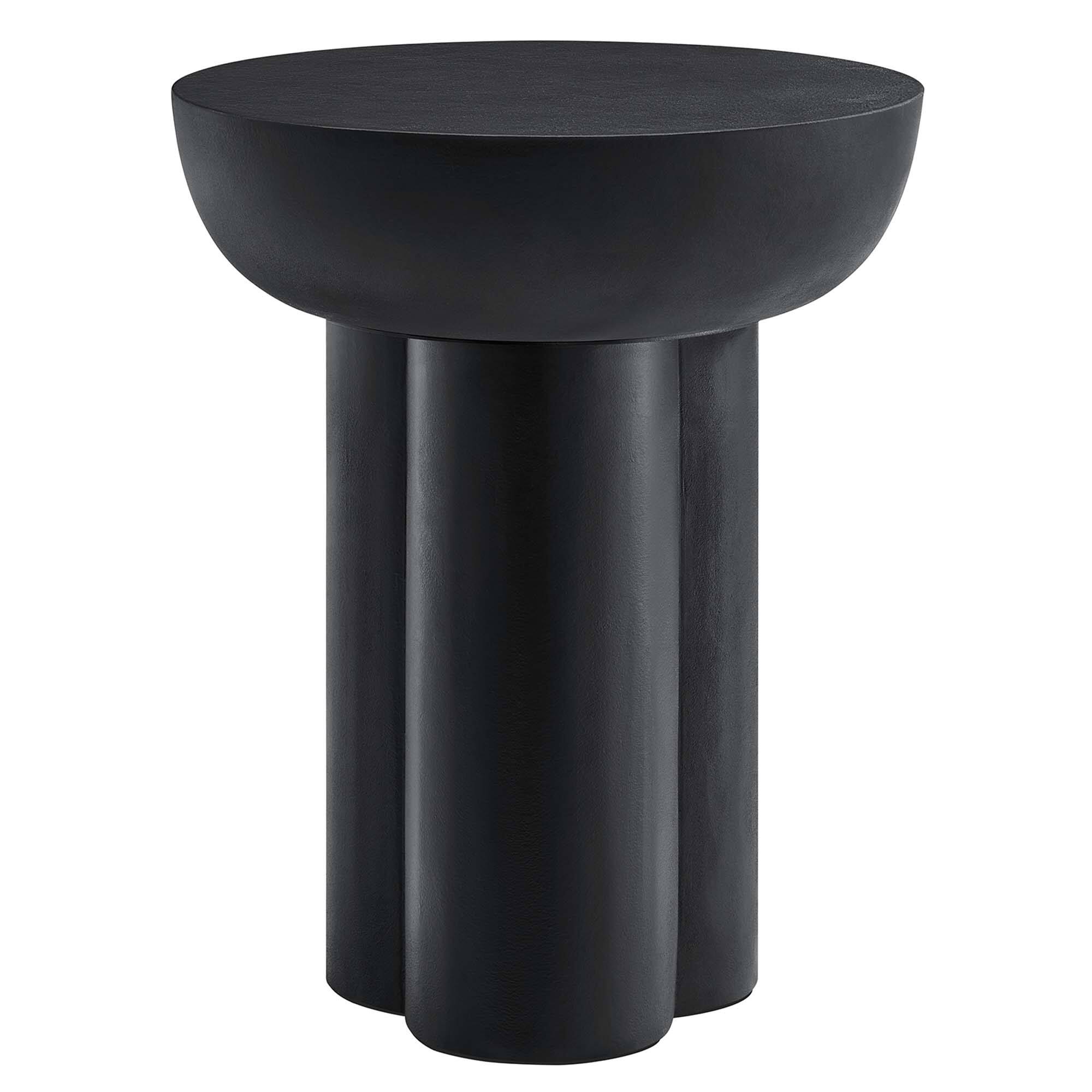 Angle. Modway - Caspian Round Concrete Side Table by Modway - Black.