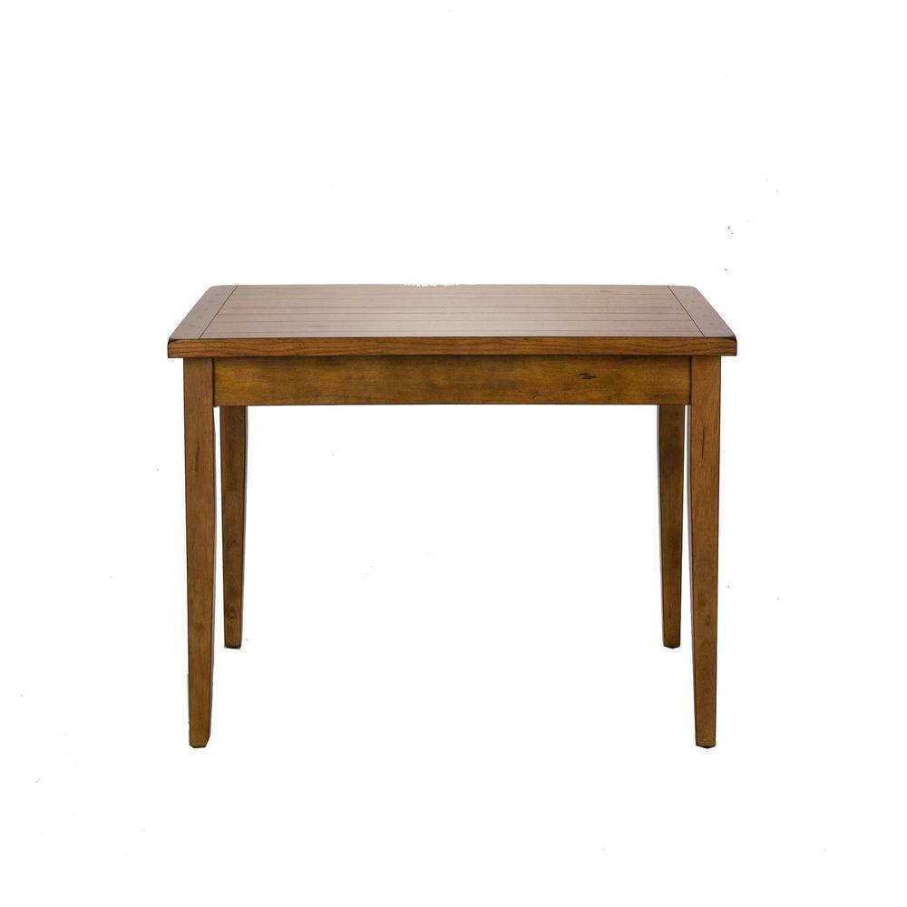 Left. Liberty Furniture Industries - Treasures Rectangular Leg Table - Oak in Rustic Oak - Brown.