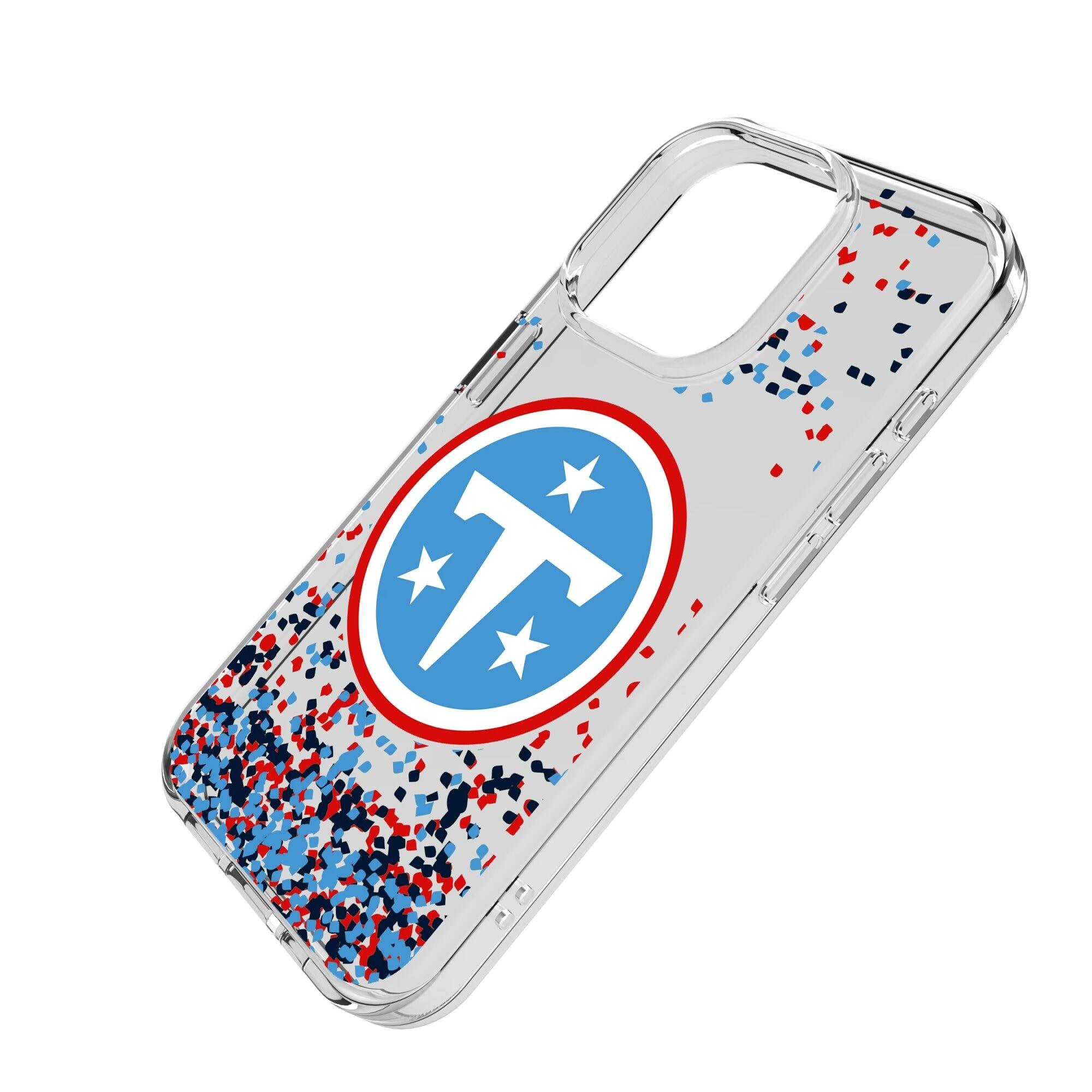 Alt View 1. Keyscaper - Tennessee Titans iPhone Clear Case with Confetti Design - 15 Pro - Multicolor.