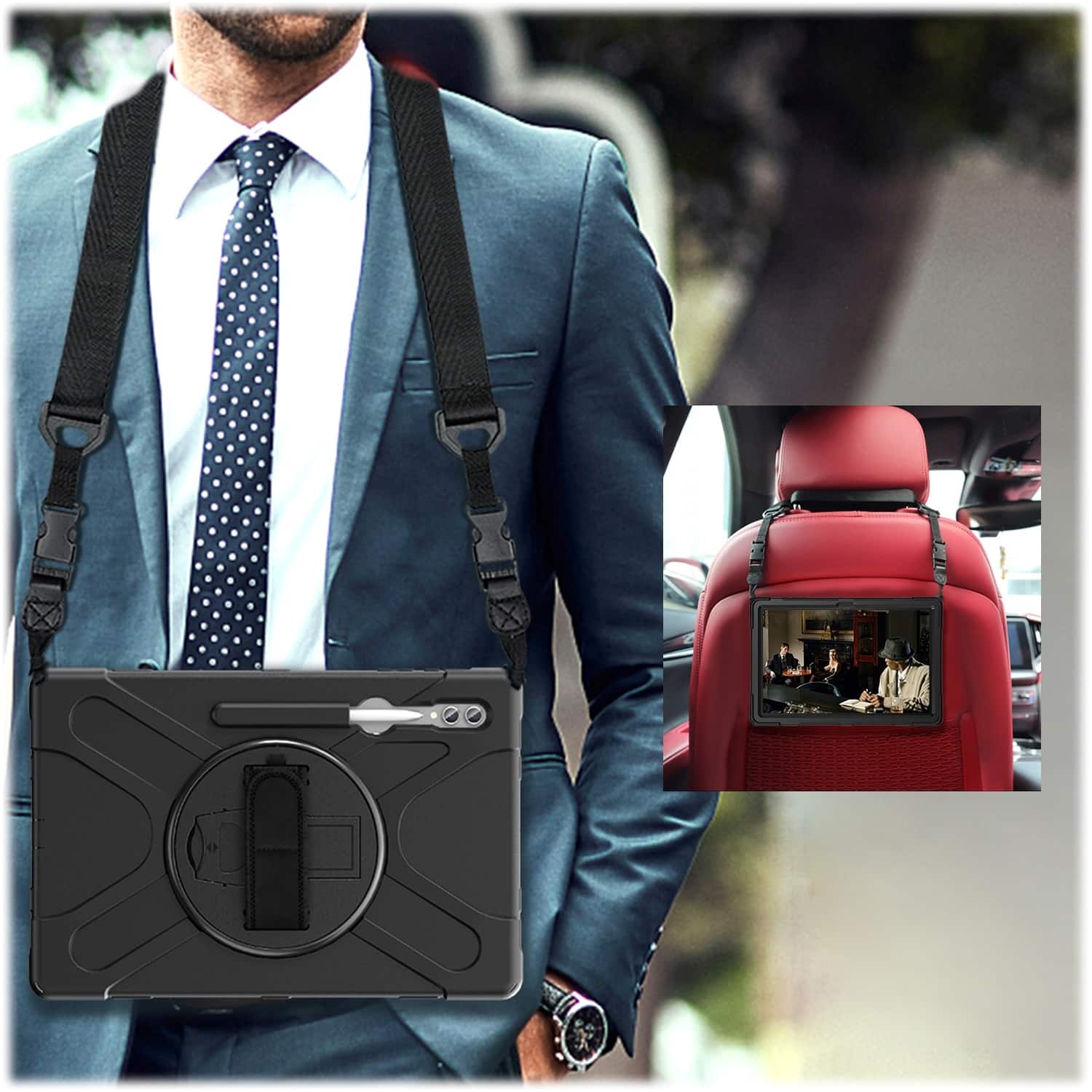 Alt View 19. SaharaCase - DEFENSE-X Series Case for Samsung Galaxy Tab S10 Ultra, Tab S9 Ultra, and Tab S8 Ultra - Black.