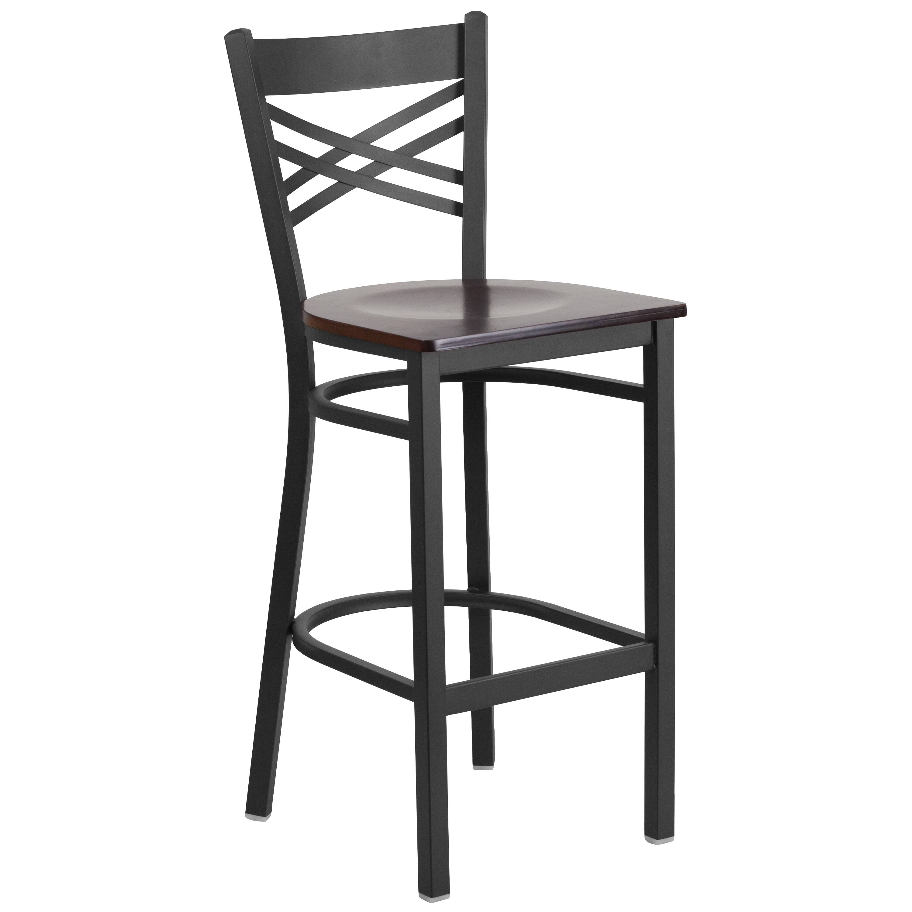 Walnut Wood Seat/Black Metal Frame