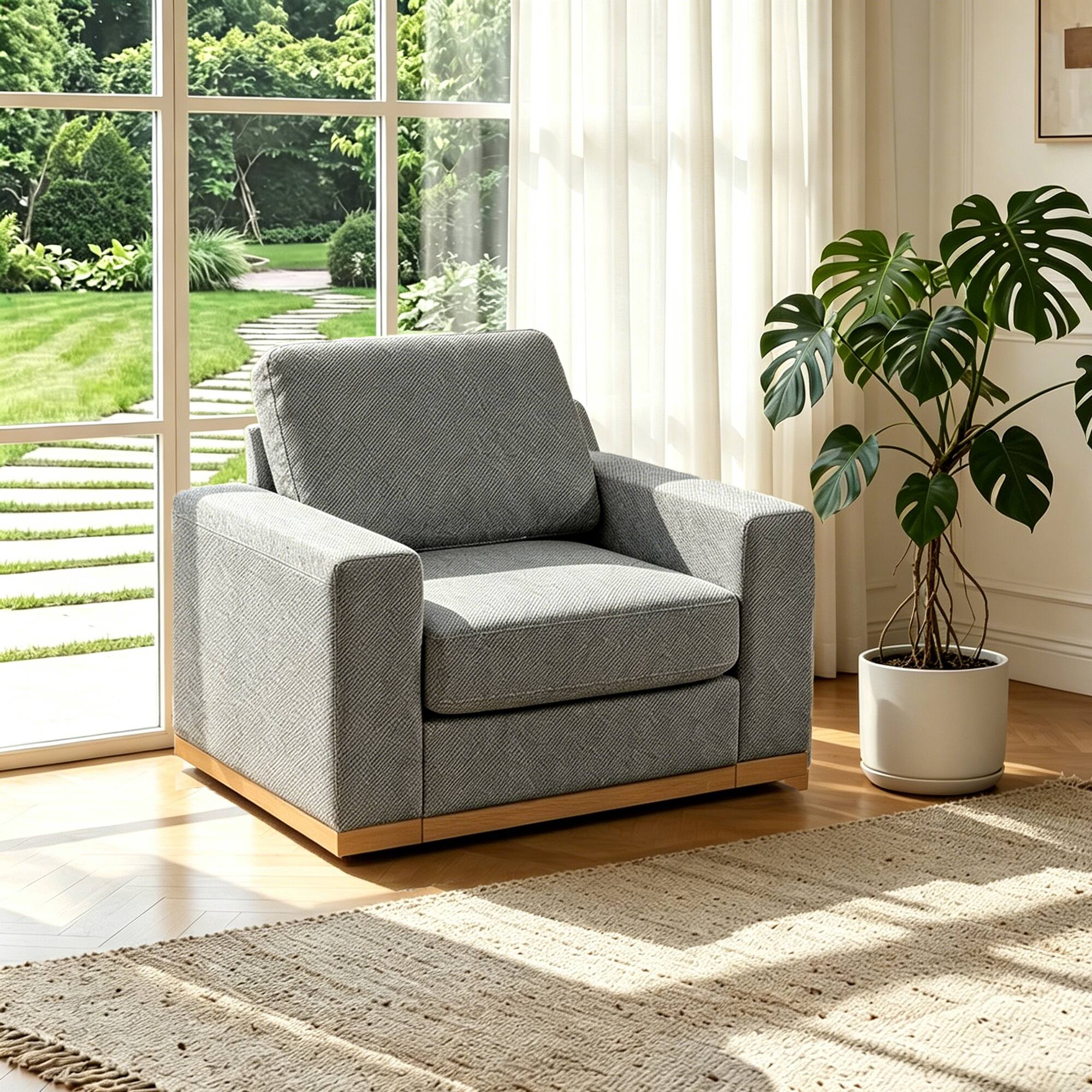 Front. Dyonery - Dyonery 42" Modern Single Sofa ,Deep Seat Modular Sofa Couch,Solid Wood Frame,Spring Cushions,Easy Assembly,Gray - Gray.