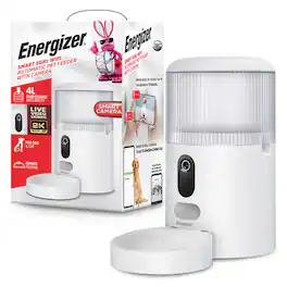 Energizer - Smart Pet Feeder: Automatic 2K Camera & Scheduled Feeding - White