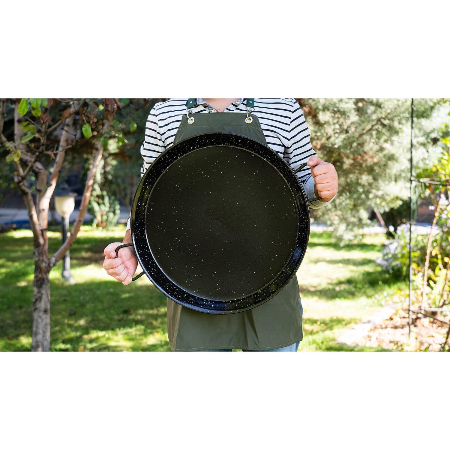 Angle. Ringg - Indoor/Outdoor Enameled Carbon Steel Cooking Pan 22" 16 Servings - Multicolored.
