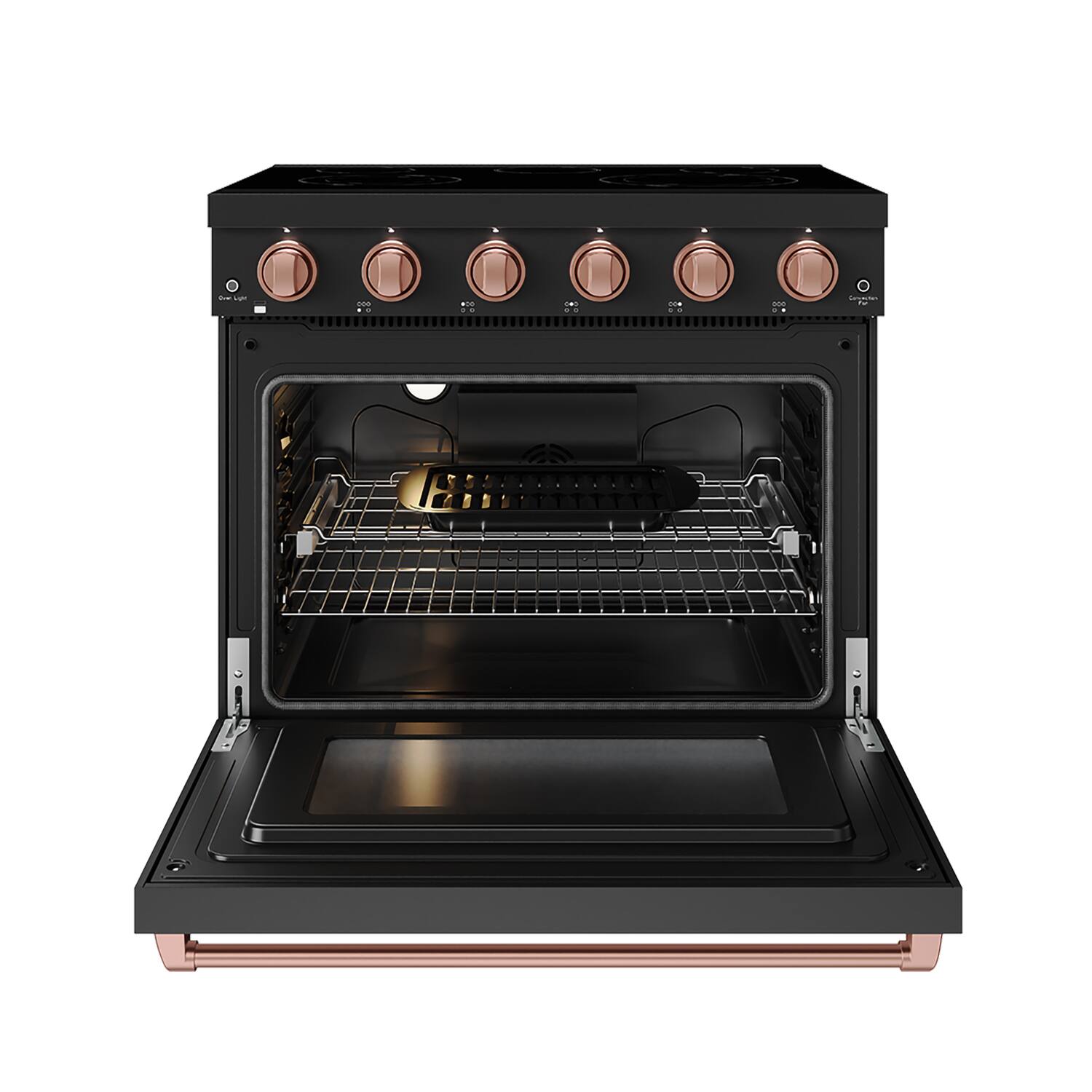 Alt View 1. Thor Kitchen - Gordon Ramsay Series by Thor Kitchen 6.0 Cu. Ft Freestanding Electric Range with Rose Gold Hardware - Black.