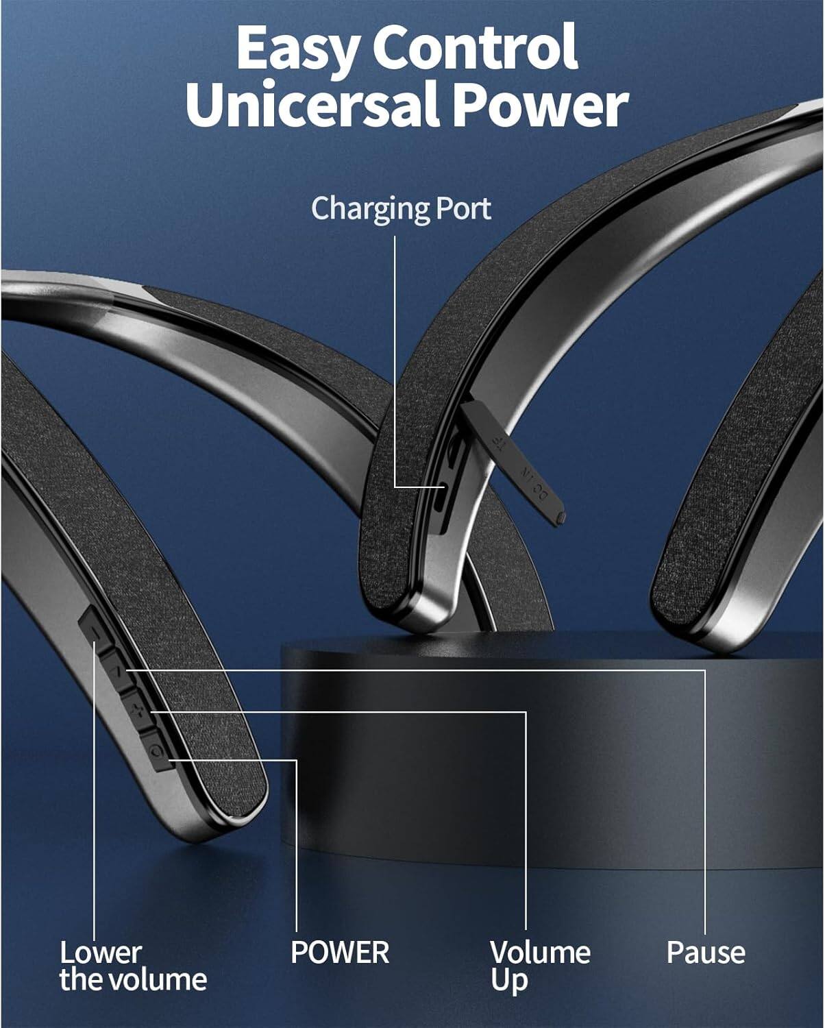 Easy Control Universal Power

Charging Port

Lower the volume

POWER

Volume Up

Pause
