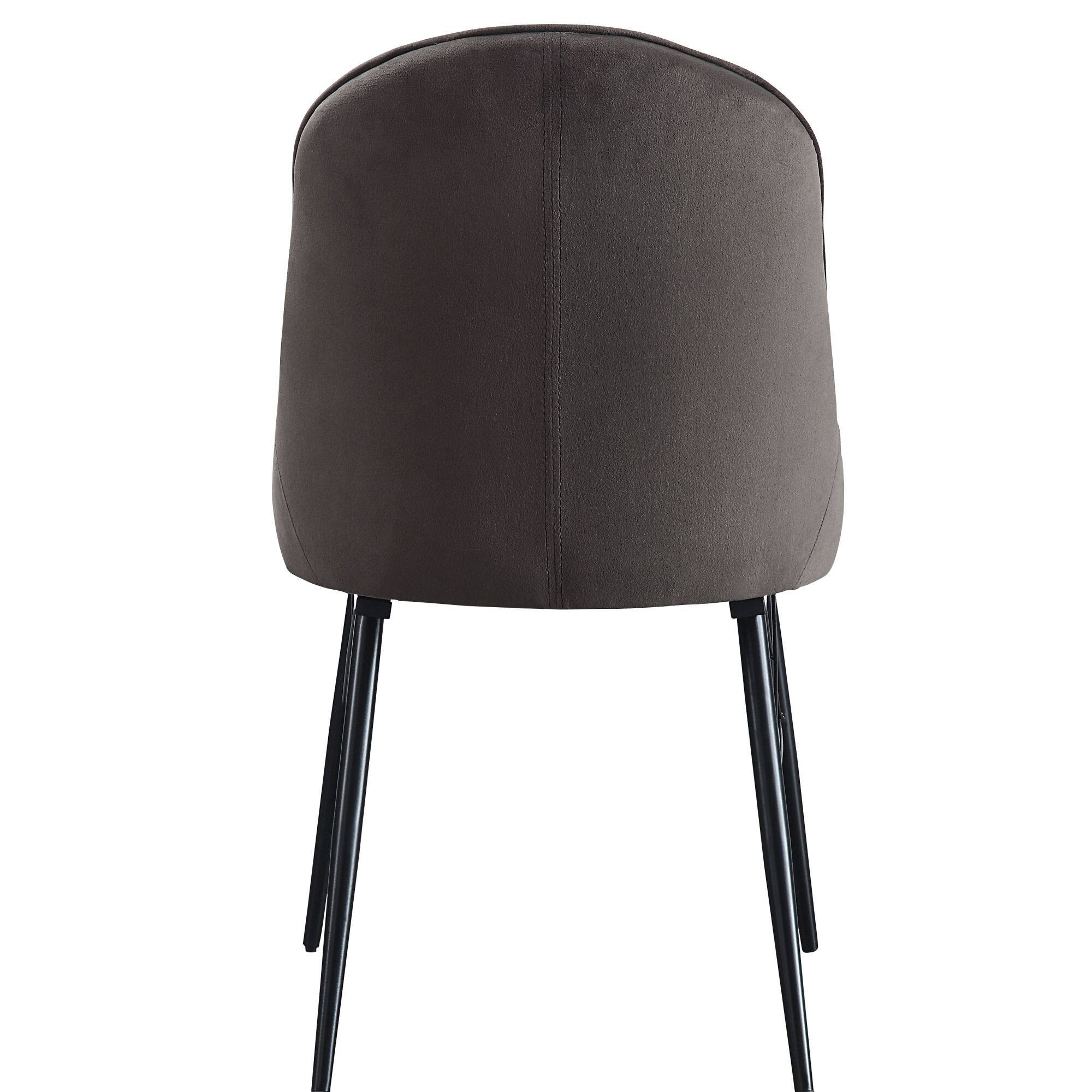 Alt View 2. GOODSILO - Modern Dark Gray Fabric and Black Finish Side Chair, Set of 2 - Black+Dark Gray.