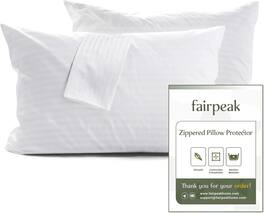 Fairpeak - Pillow Protectors with Zipper, Soft Breathable Pillow Covers, Queen Size 20x30, 2 Pack - White
