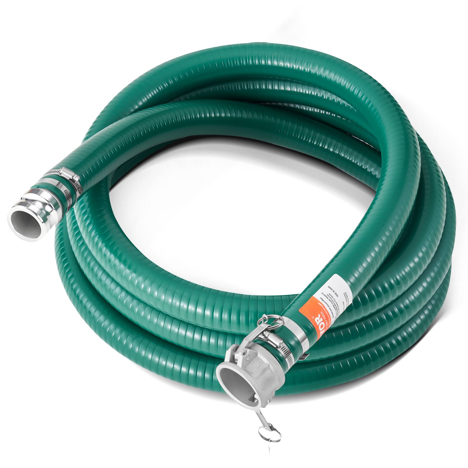 Front. VEVOR - Suction Hose, 2 in x 20 ft, Green High Quality Hose, with Camlock Connectors, and Aluminum Fittings, Fit Various Pumps - Green.