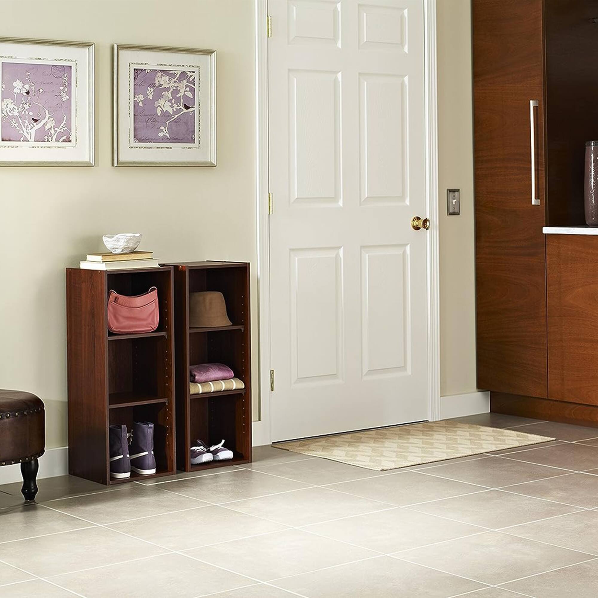 Alt View 4. ClosetMaid - ClosetMaid 3 Tier Wooden Storage Organizer w/2 Adjustable Shelves, Dark Cherry - Dark Cherry.