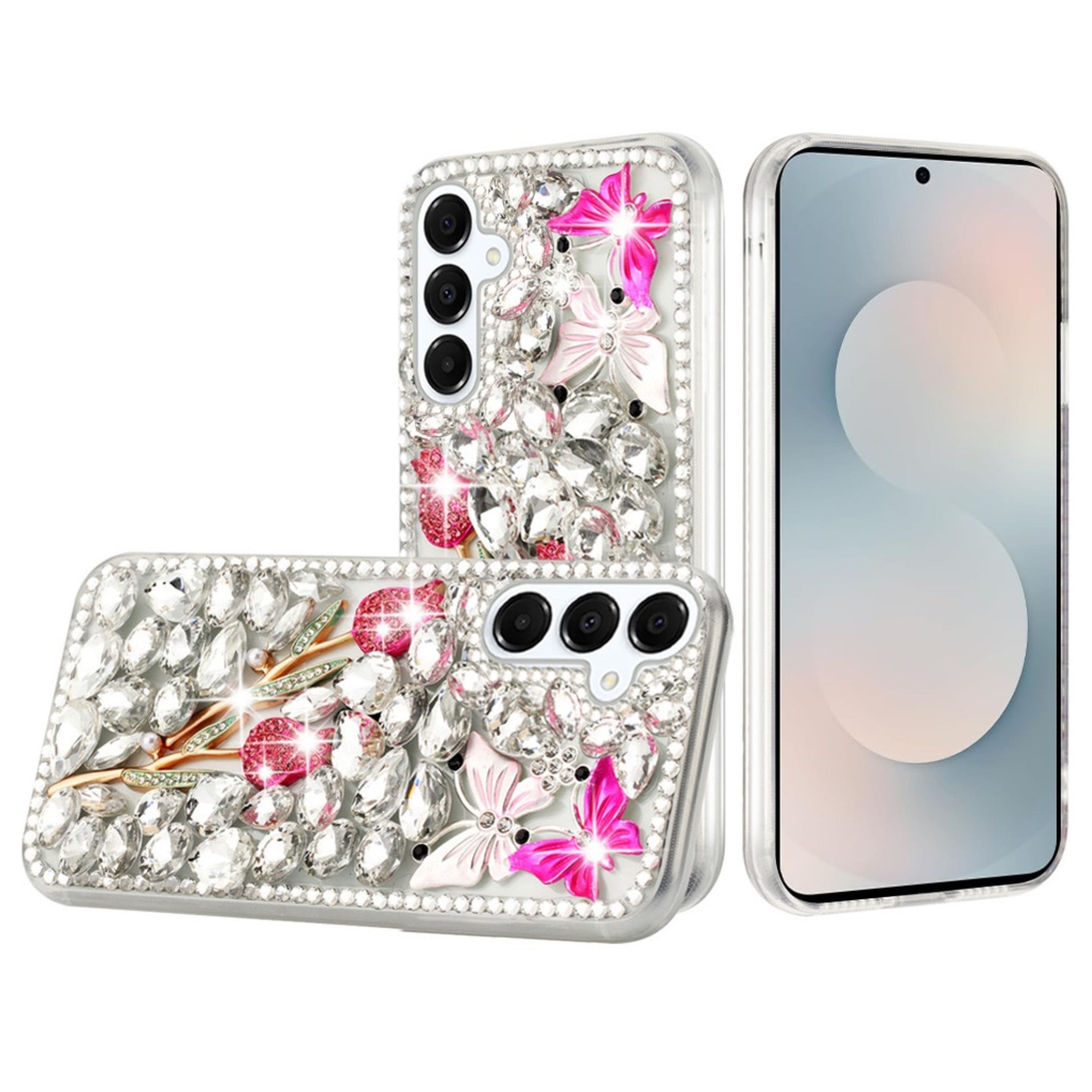 Kitcheniva - Full Diamond Bling 3D Jewel Ornaments Plus Tempered Glass For Samsung S25 FE Crystal Exquisite Garden - Multicolor price history on PriceWatchPro