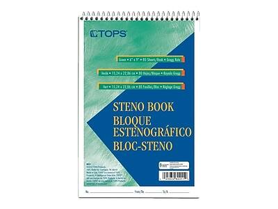 TOPS - Steno Pad, 6" x 9", Gregg, 80 Sheets/Pad (TOP8021) - Green Tint