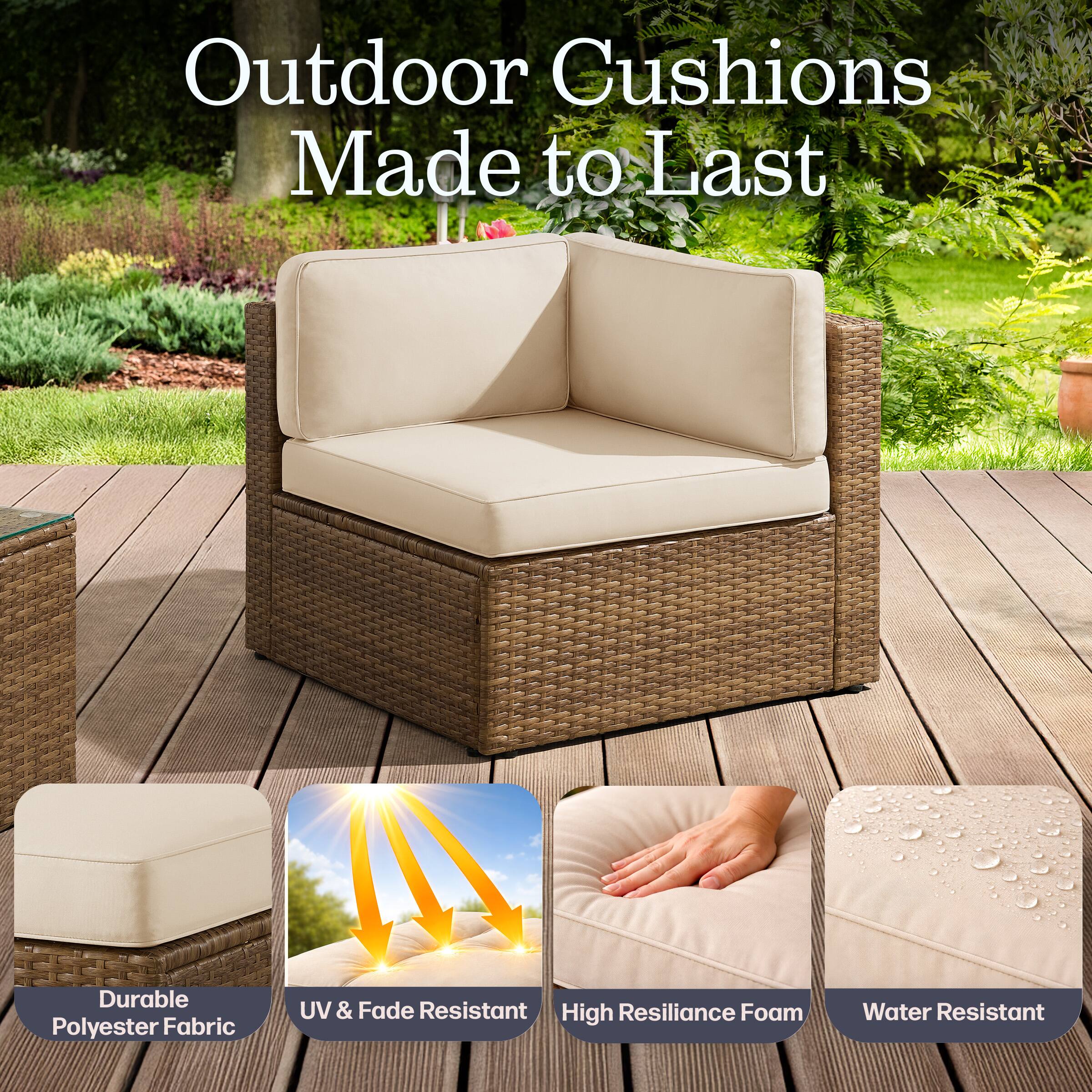 Outdoor Cushions Made to Last

- Durable Polyester Fabric
- UV & Fade Resistant
- High Resilience Foam
- Water Resistant