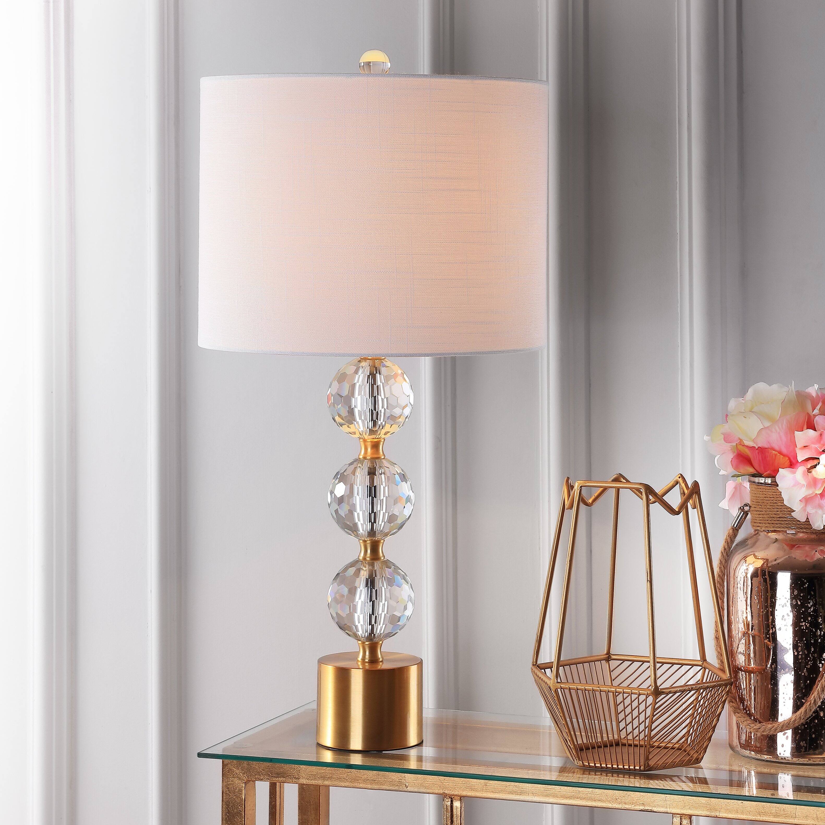 Alt View 1. Jonathan Y - Ashley 25.25" Crystal LED Table Lamp, Clear/Brass - Clear/Brass Gold.